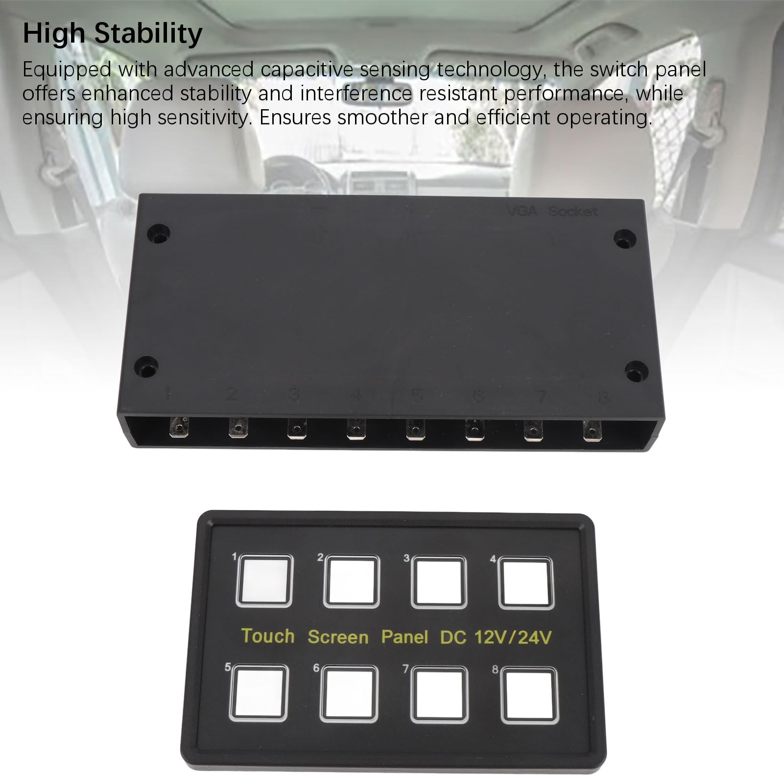 8-stopniowy panel przełączników, DC 12 V na 24 V, 8-stopniowy panel przełączników, IP68, wodoodporny, o wysokiej stabilności, dotykowy panel sterowania LED, do samochodów ciężarowych