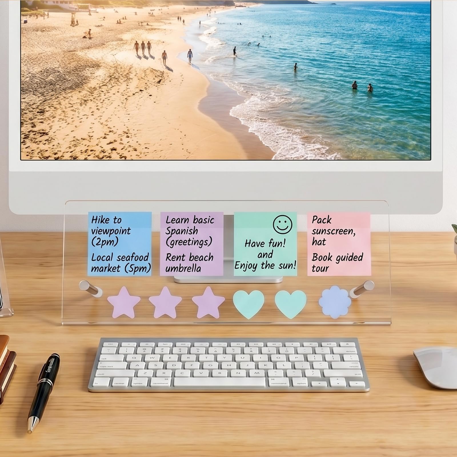 Monitor Memo Board Holder 14"x5", 2-Pack Office Organization Memo Holders view 4