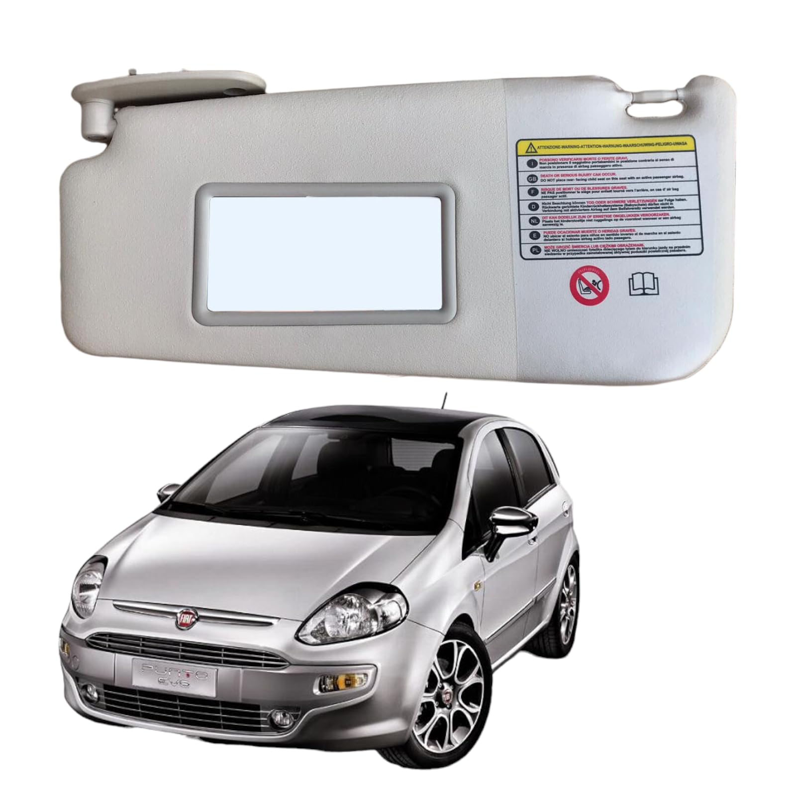 Set Pantina Parasole + Gancio Sinistra Adatto per GRANDE PUNTO e PUNTO EVO, colore BEIGE, Compatibile, Non Originale