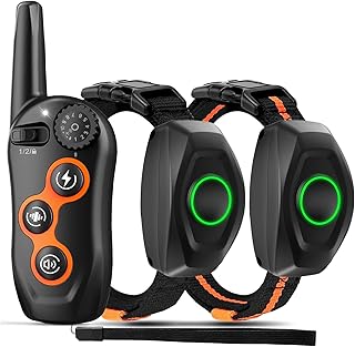 Bequest Metal Dog Training Collar,Ipx7 Waterproof Shock Collar with Remote Range 1300Ft,3 Training Modes,Shock,Vibration,R...