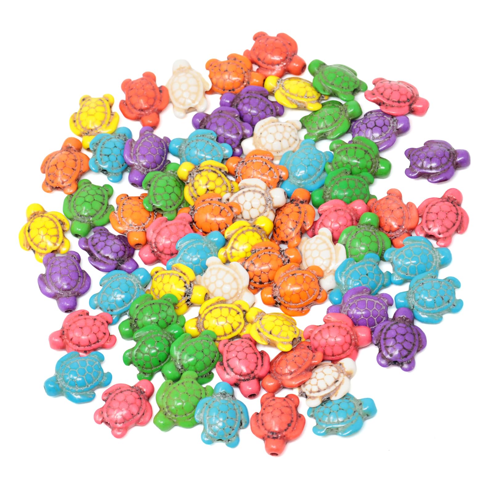 Honbay 69-Piece Colorful Sea Turtle Beads - DIY Craft Beads For Jewelry Making (14x17mm)