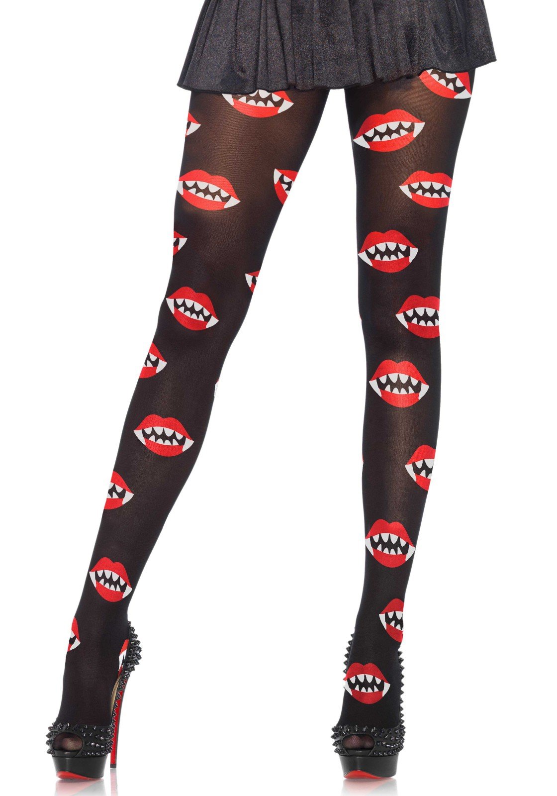 Leg Avenue One Size Black Vampire Bite Print Pantyhose
