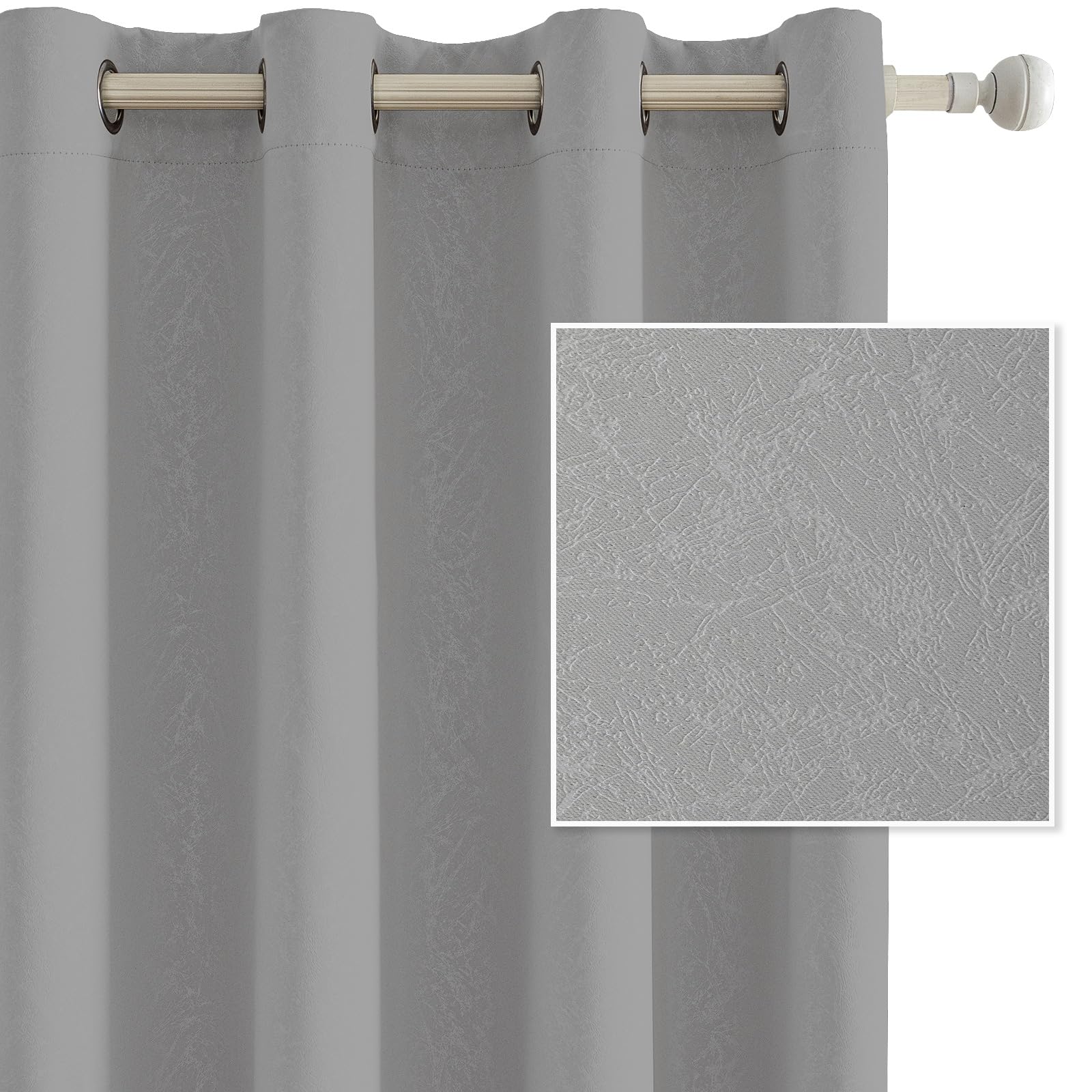 Ystyle Cortinas Termicas Aislantes Frio y Calor Opacas Dormitorio 2 Piezas, 140x240 CM, Modernas Blackout Cortinas con Ojales para Habitacion Salon, Grigio Chiaro Global Recycled Standard Global Recycled Standard Global Recycled Standard