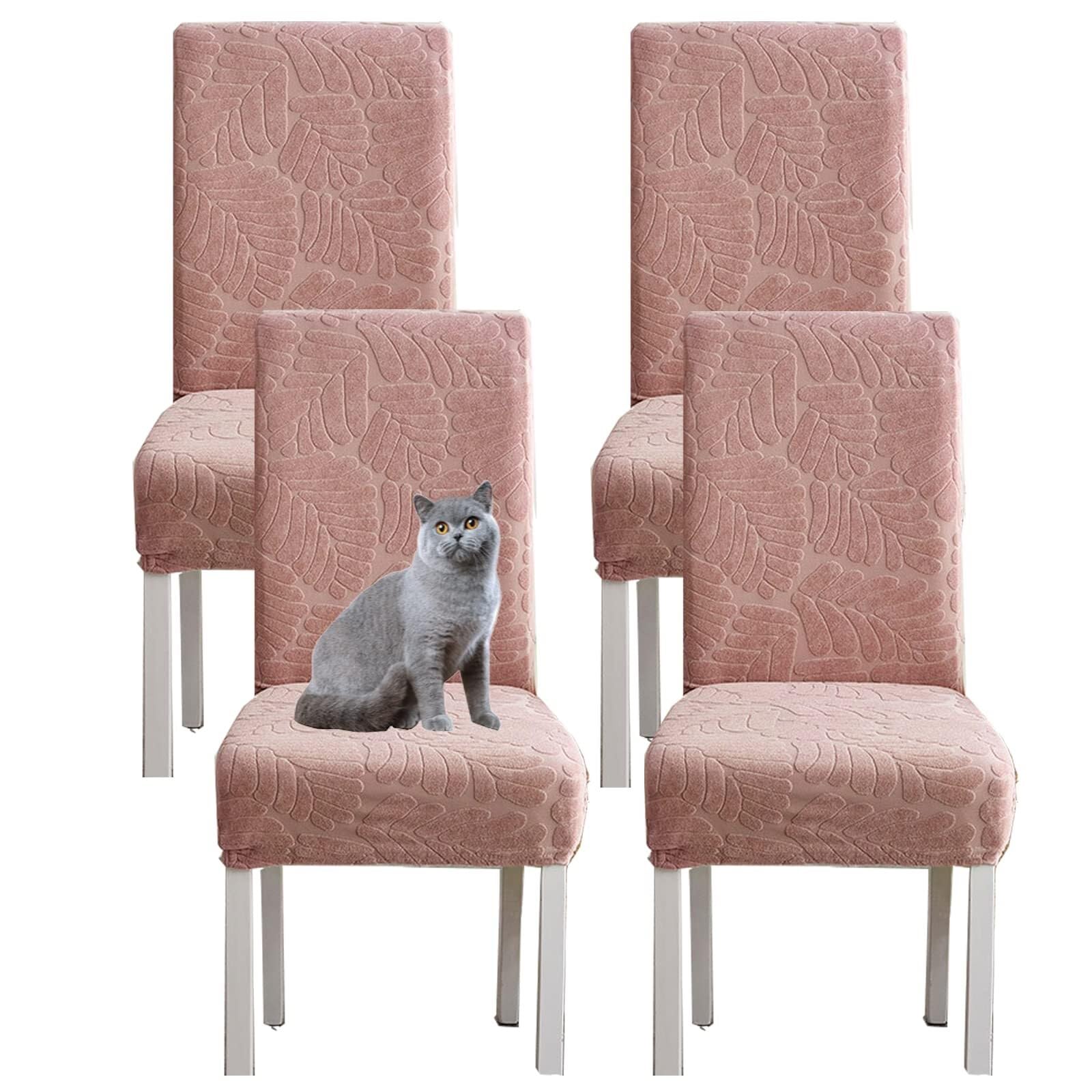 NMVAWIPT Jacquard High Back Stretch Knitted Fleece Chair Covers For Dining Room Home Wedding Banquet Hotel(#7,4pcs)