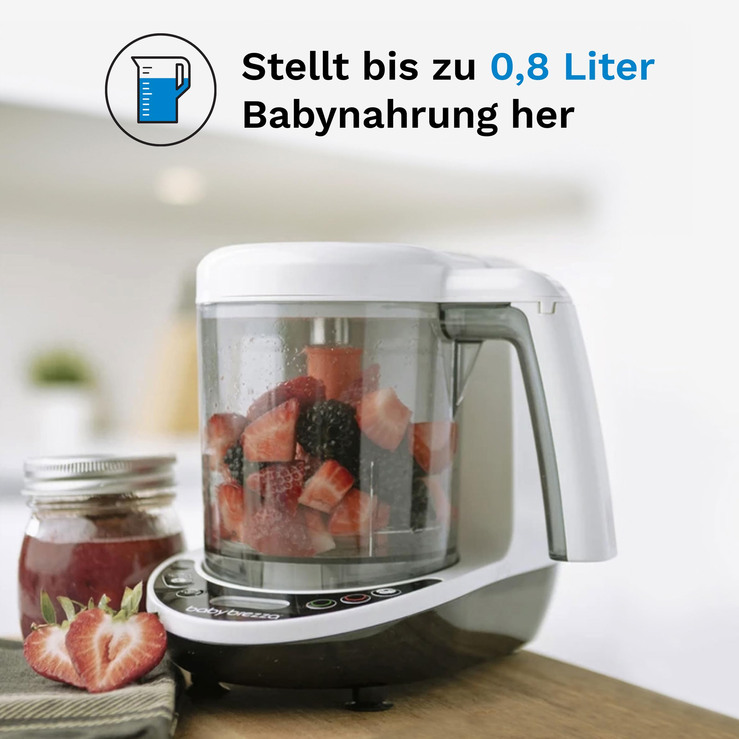 Baby Brezza 3-in-1 Babynahrungszubereiter Dampfgaren Mixen Kombi 800 ml BPA-frei LCD-Display
