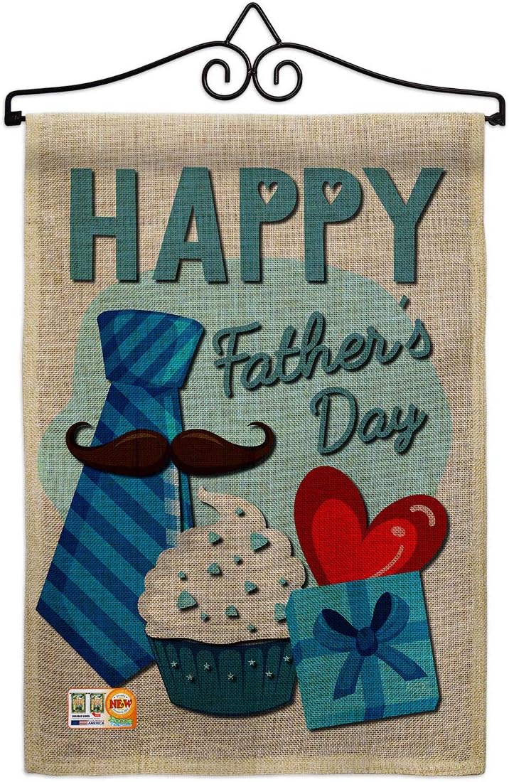 Happy Fathers Day Garden Flag Set Wall Holder Family Father Dad Daddy Papa Grandpa Best Parent Sibling Relatives Grandparent Small Decorative Gift Yard House Banner Double-Sided Made In USA 13 X 18.5