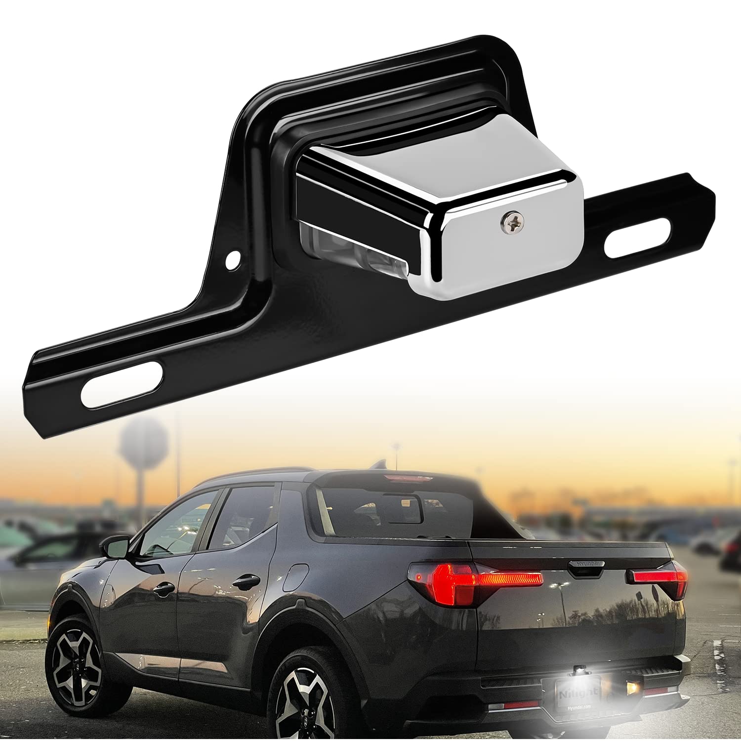 Nilight LED License Plate Light W/Bracket Mount Waterproof Chrome Housing