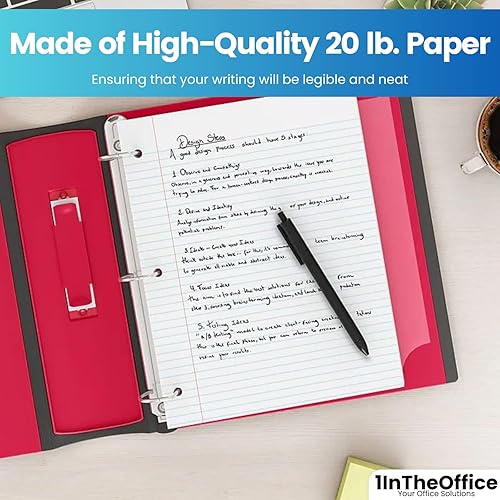 Miniatura 5 de 1InTheOffice Papel de cuaderno para carpetas de 3 anillas de 8.5 x 11 pulgadas, papel de relleno de 3 agujeros, tamaño carta, (200 hojas)