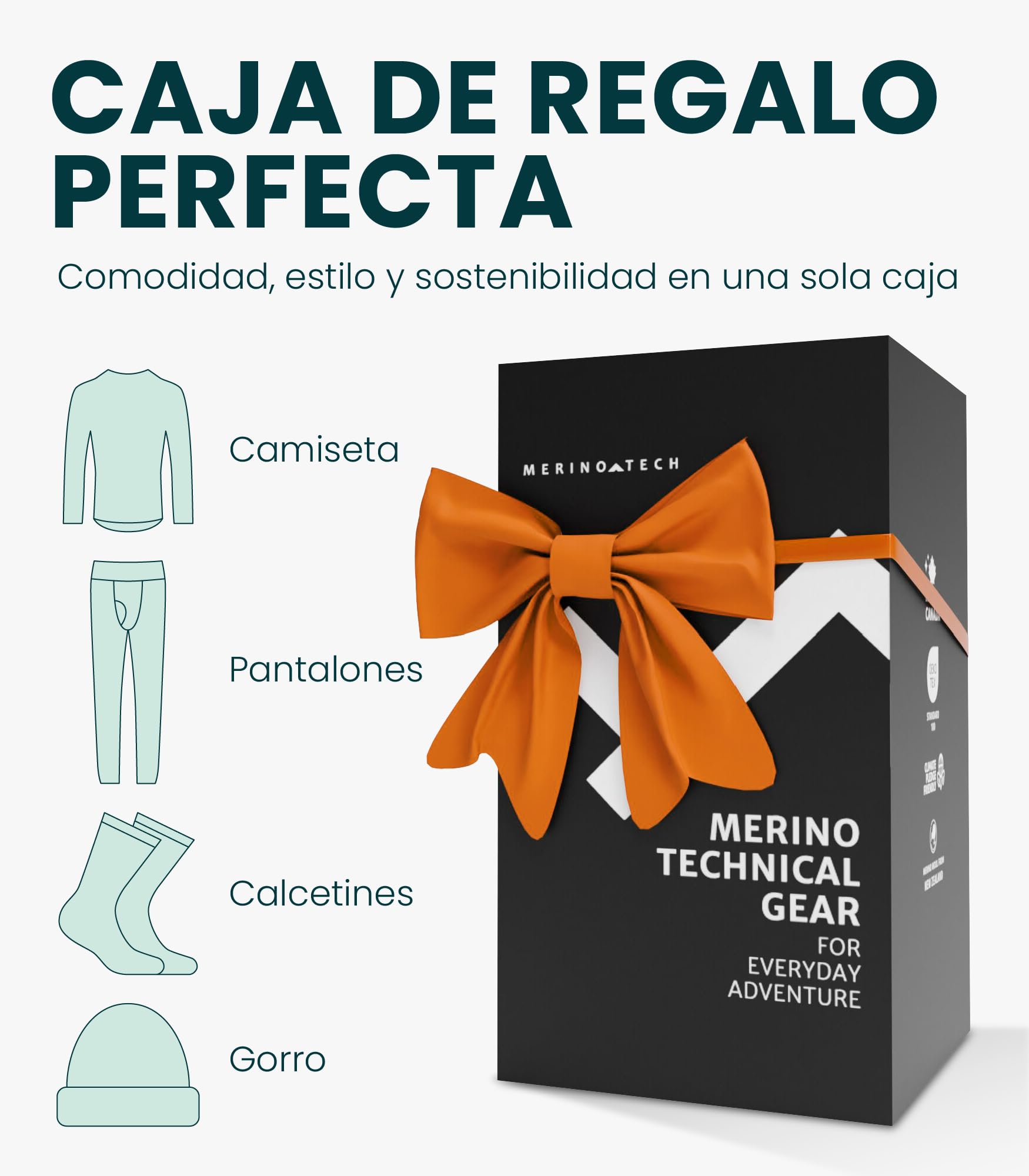 Merino.tech Conjunto Lana Merino Hombre - 100% Lana Merino con Calcetines (X-Large, Heather Grey)
