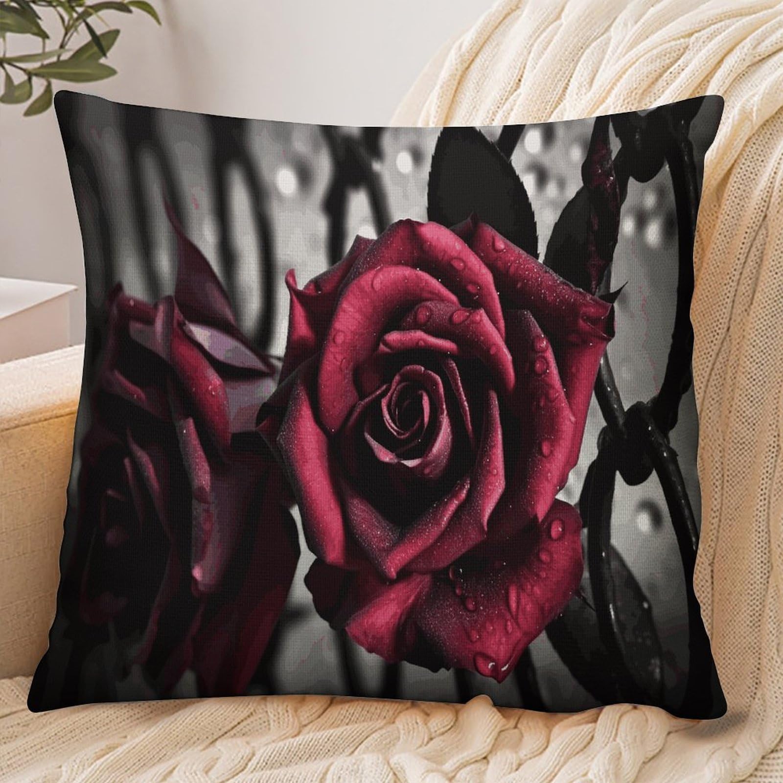 Fekiloot Style Gothic Roses Pillowcase Pillow Sham Pillow Case