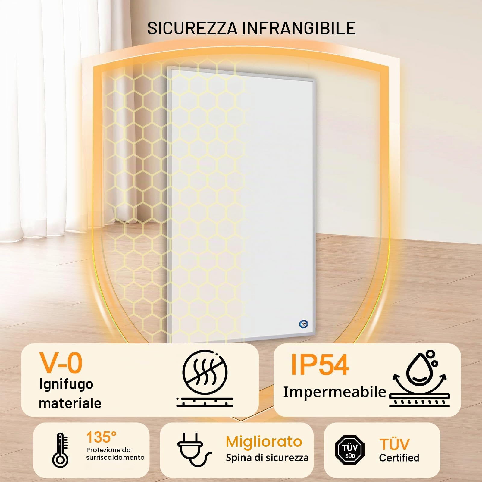 Pannello Radiante Infrarossi 800W con Controllo Intelligente, Riscaldamento a parete a infrarossi a risparmio energetico - Controllo dell'app WLAN con Telecomando - TÜV