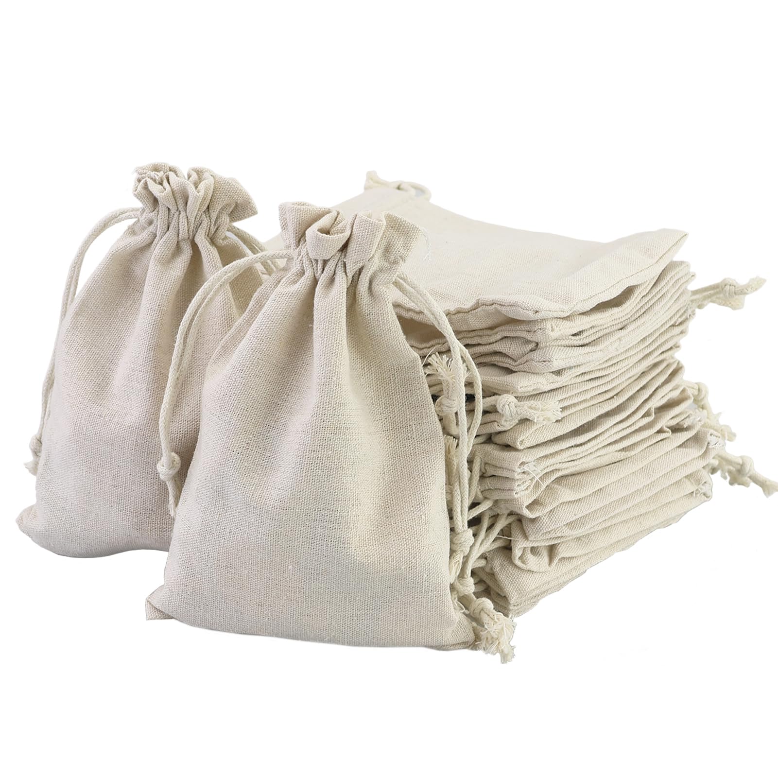20Pcs Burlap Hessian 13 x 18cm (5 x 7 inch) Reusable Fabric Canvas Drawstring Bags - Cotton Muslin Vintage Mesh Jewellery Favour Storage