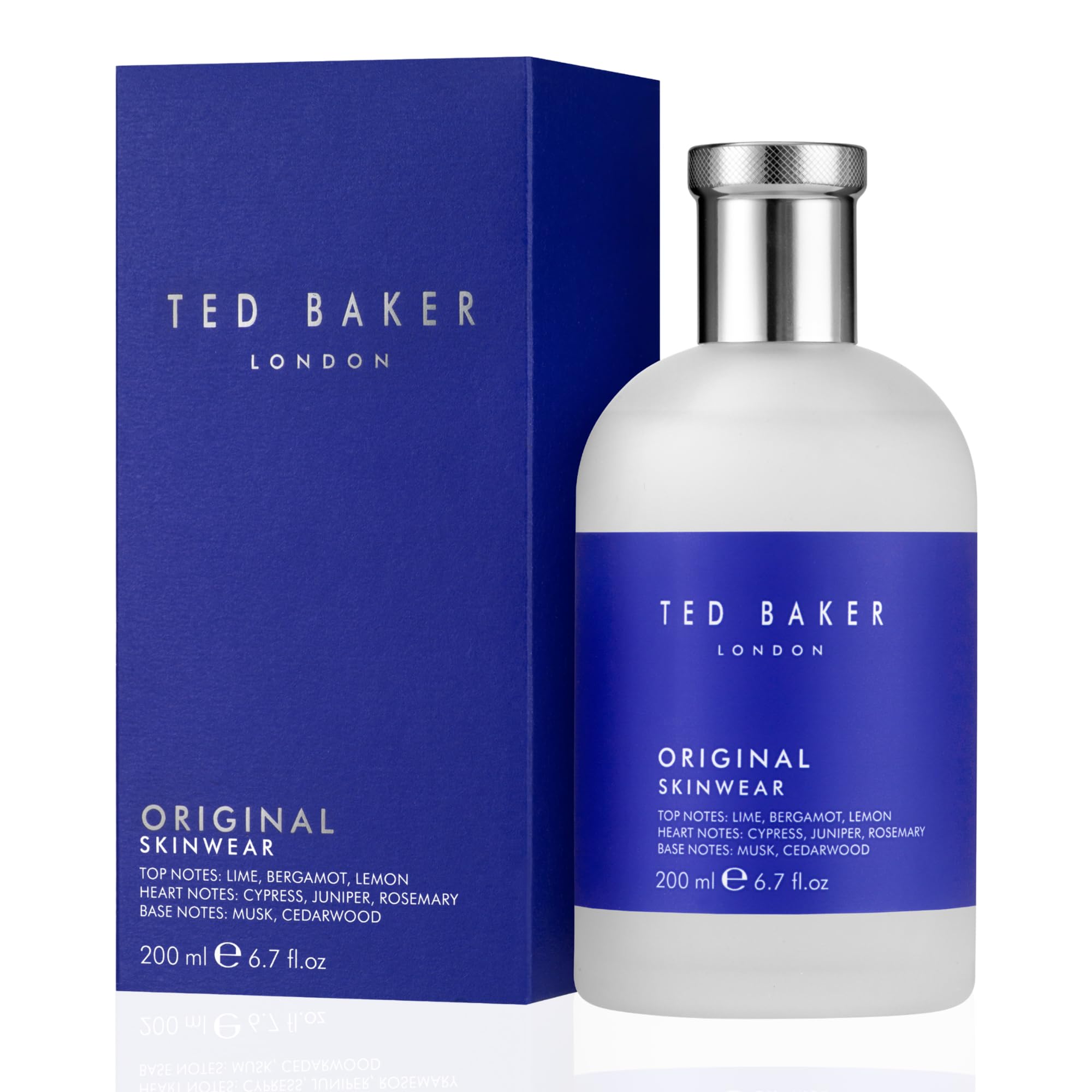 Ted BakerSkinwear EDT, woody masculine fragrance, zesty lime, bergamont and lemon top notes with sandalwood, amber and cedar base notes, 6.76 fl oz