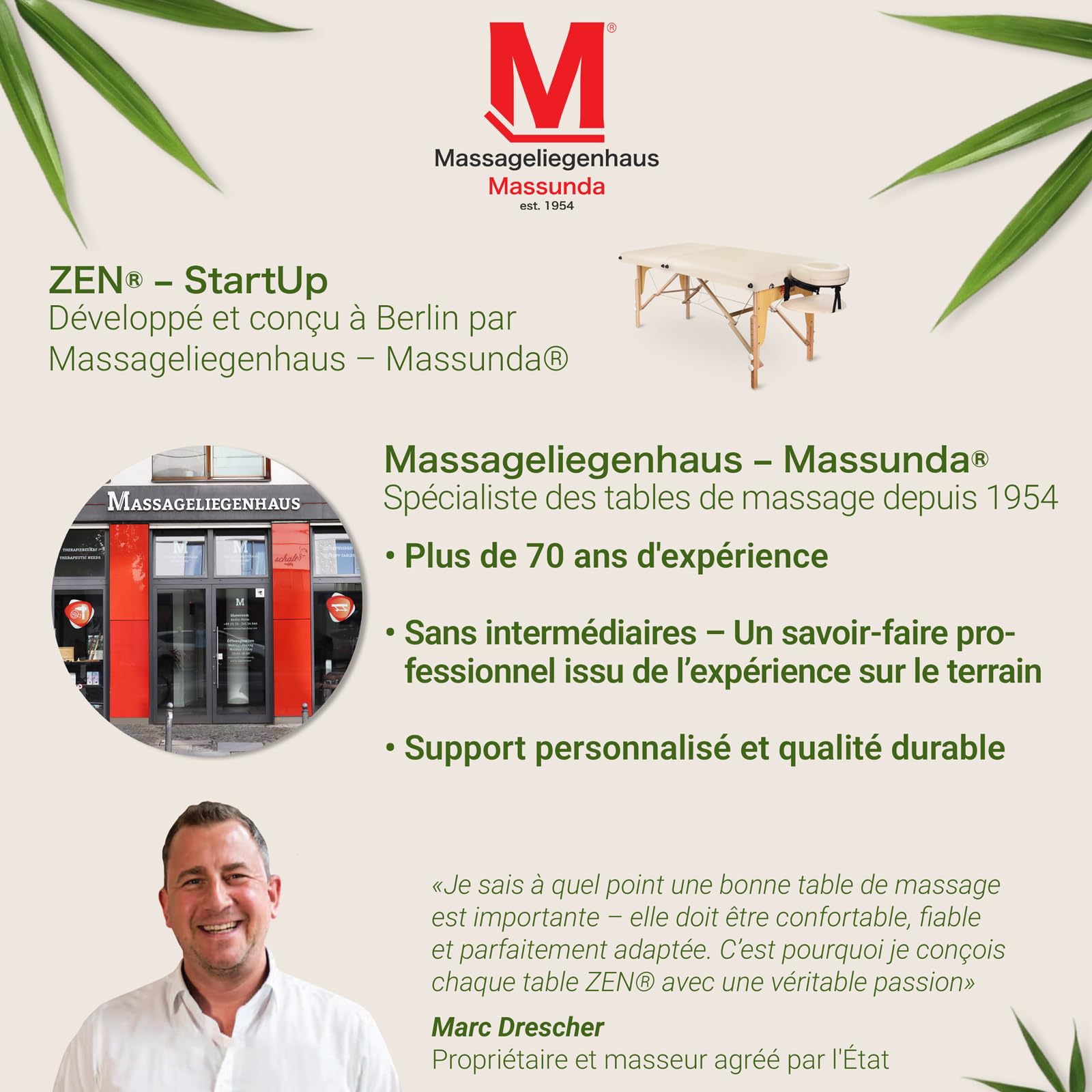 Zen Table de Massage Pliante professionelle - lit esthetique Table Tatouage, Extension de Cils en Bois et Hauteur réglable, Portable avec Appui-tête réglable, accoudoirs, Sac de Transport (Crème)