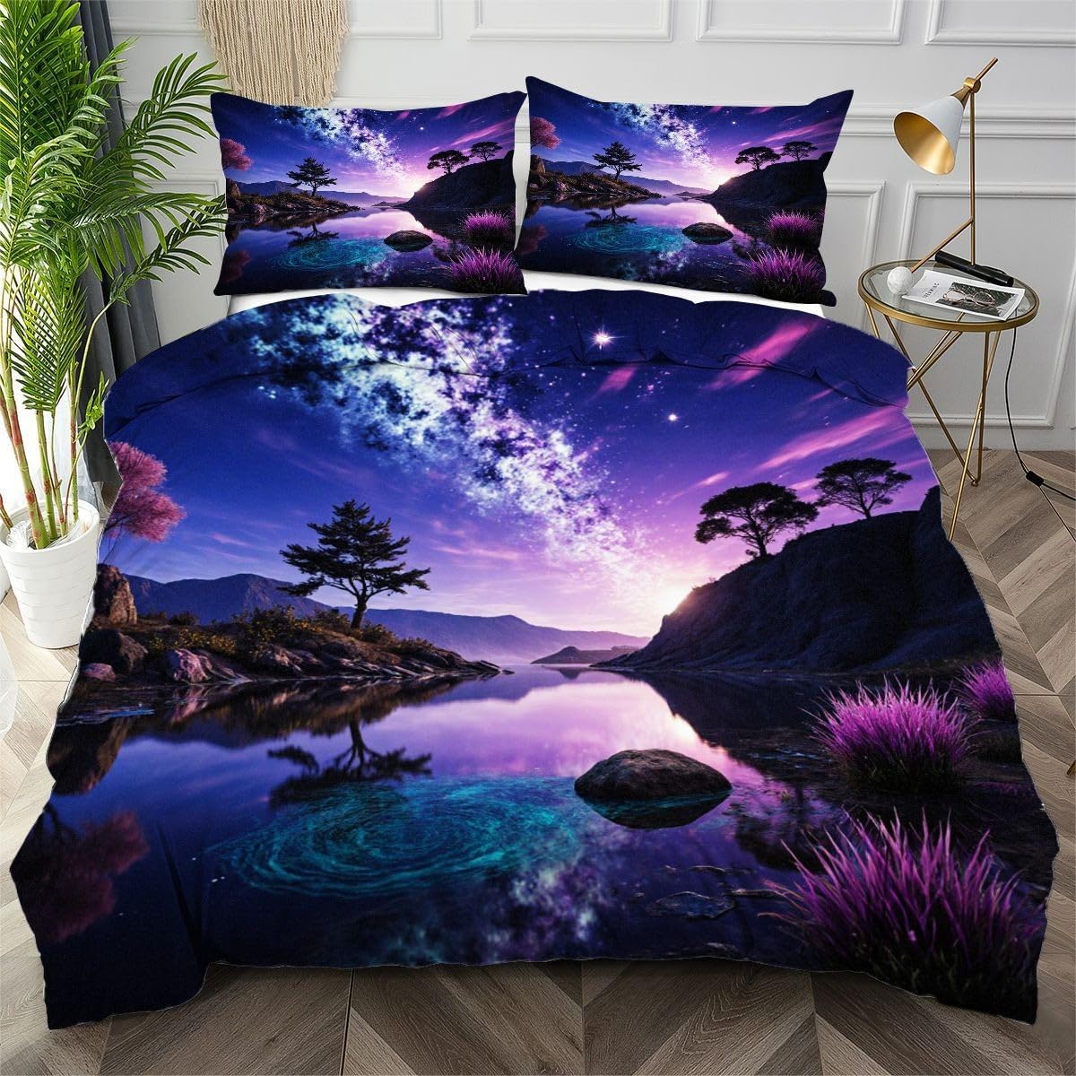 Housse de couette 240x260 violette en microfibre pour transformer l'ambiance d'une chambre ado