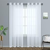 Vista 24 de Cortinas traslúcidas terracota de 84 pulgadas de largo para sala de estar y dormitorio, con ojales, estilo bohemio, aireadas, transparentes, de lino