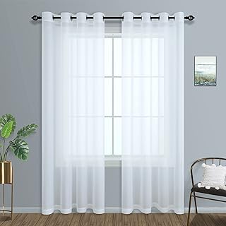 15 Best Living Room Ideas for Comfort and Style 55 Mrs.Naturall White Sheer Curtains 96 Inches Long for Living Room Set of ...