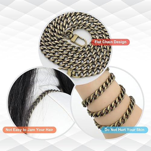 Miniatura 32 de Correa de cadena de metal para bolsa, 4 piezas, bolsa de mano, bolsa de hombro, bolsa cruzada, 15.4 pulgadas, 23.6 pulgadas, 31.4 pulgadas, 47.2