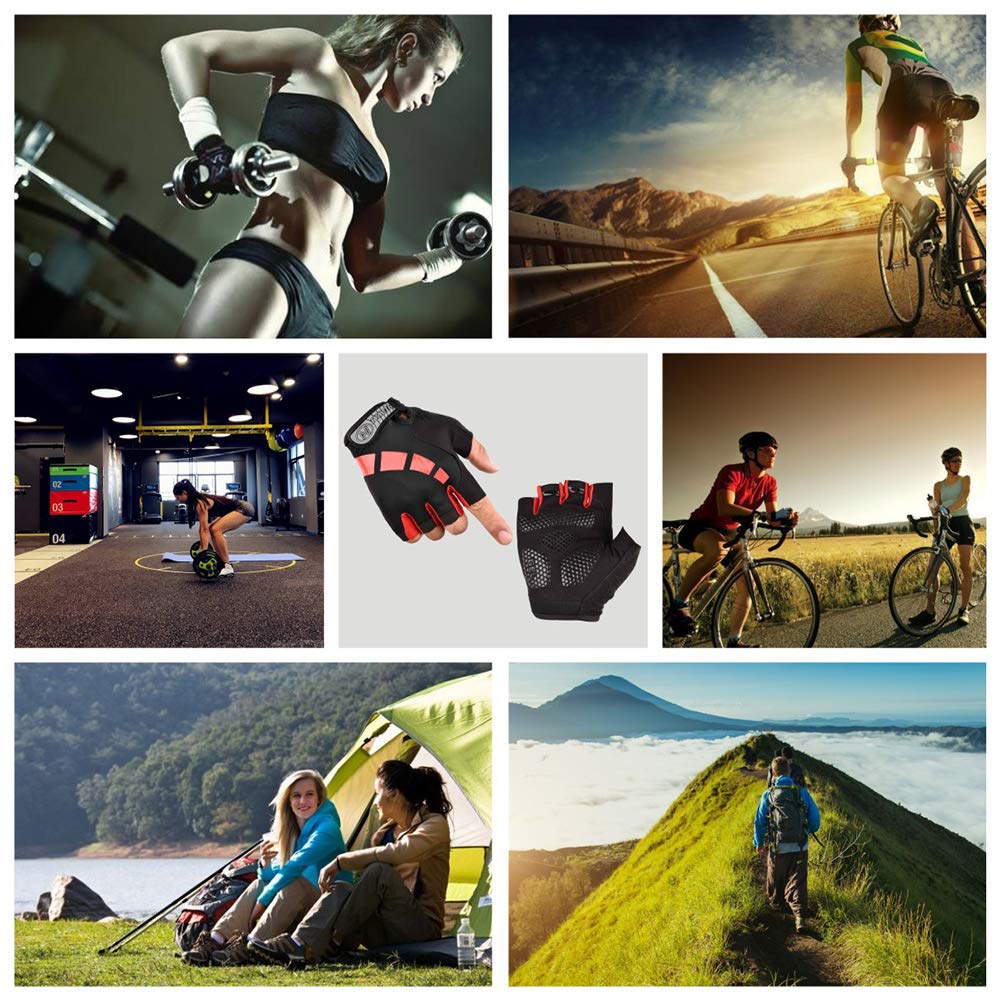 Nesirooh Guanti Bici MTB Uomo e Donna, Guanti Ciclismo Estivi Gel Mezze Dita per Bicicletta Palestra Arrampicata Montagna Corsa Sport