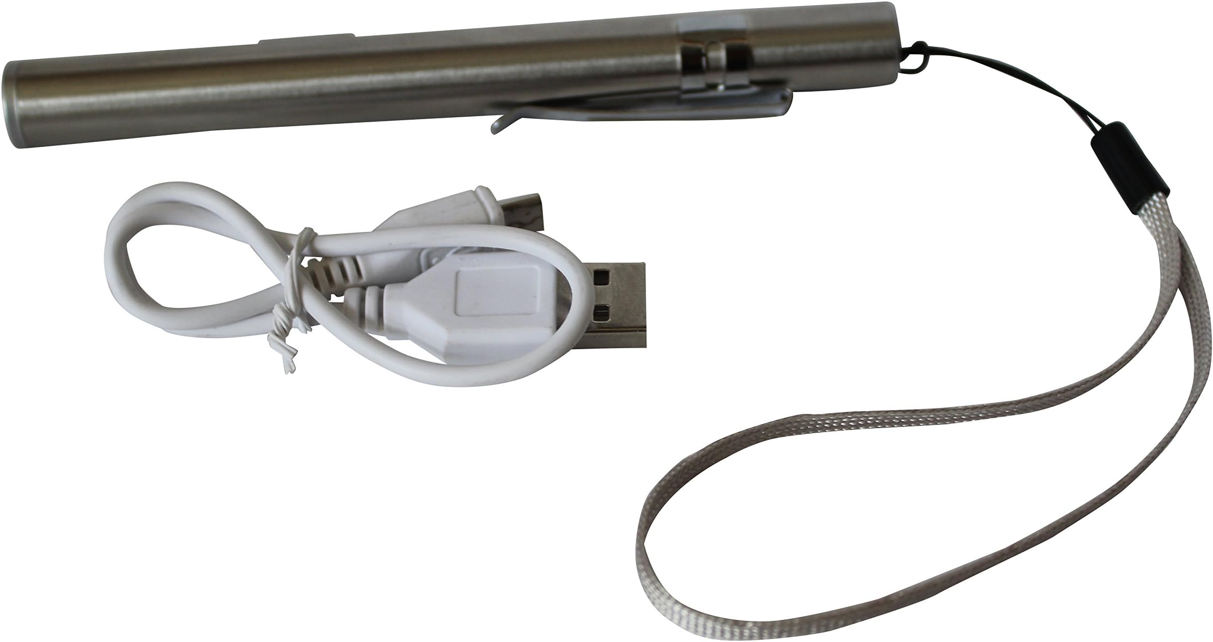 FUSO FUSOF5010500 Slim Pen Flashlight, USB Rechargeable, Pocket Clip, Wrist Strap, Aluminium Body