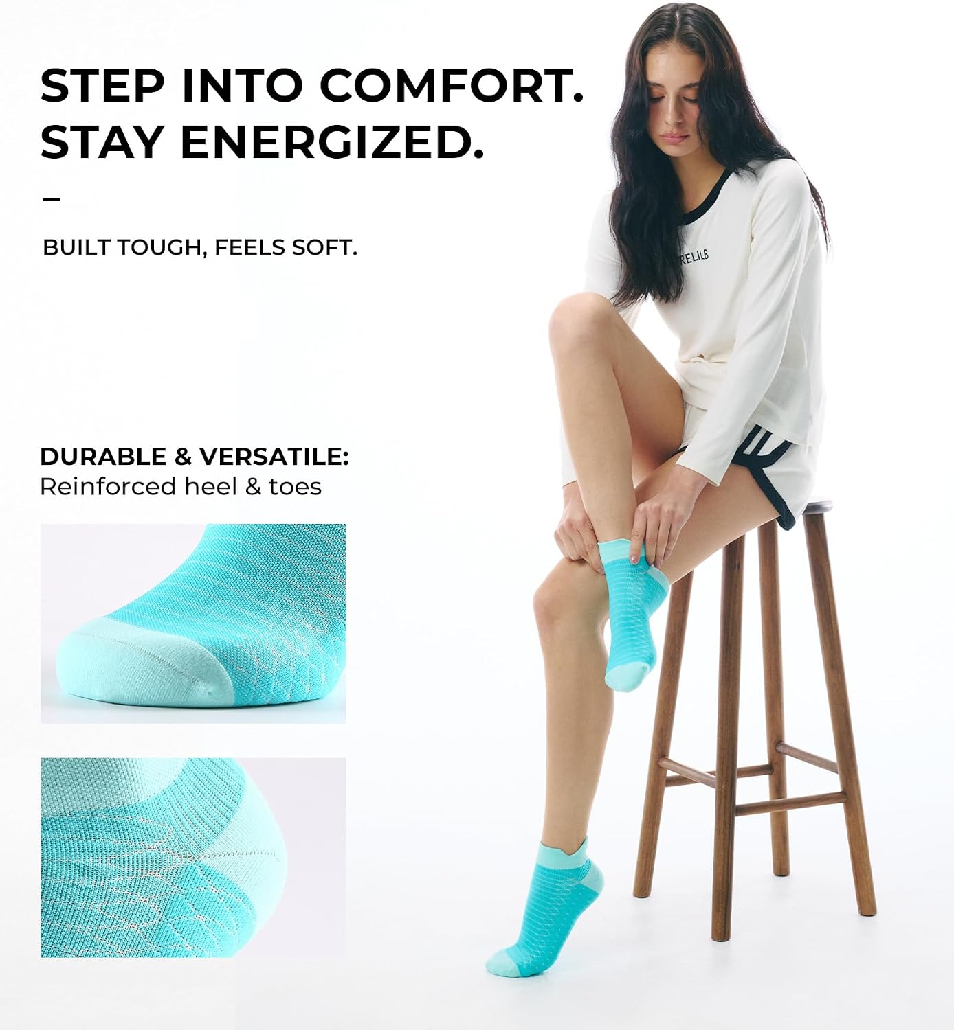 FITRELL Ankle Compression Socks for Women & Men - 5/6 Pairs Cushioned Arch Support Running Socks, Plantar Fasciitis Relief