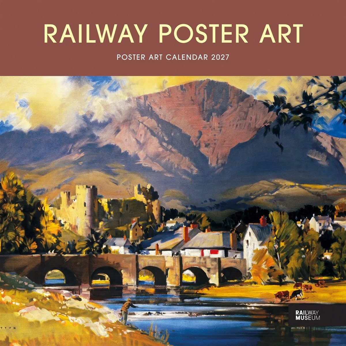 Carousel Worldwide Railway Poster Art 2027 Square Wall Calendar, 12-Month Calendar, Vintage Travel Poster Artwork