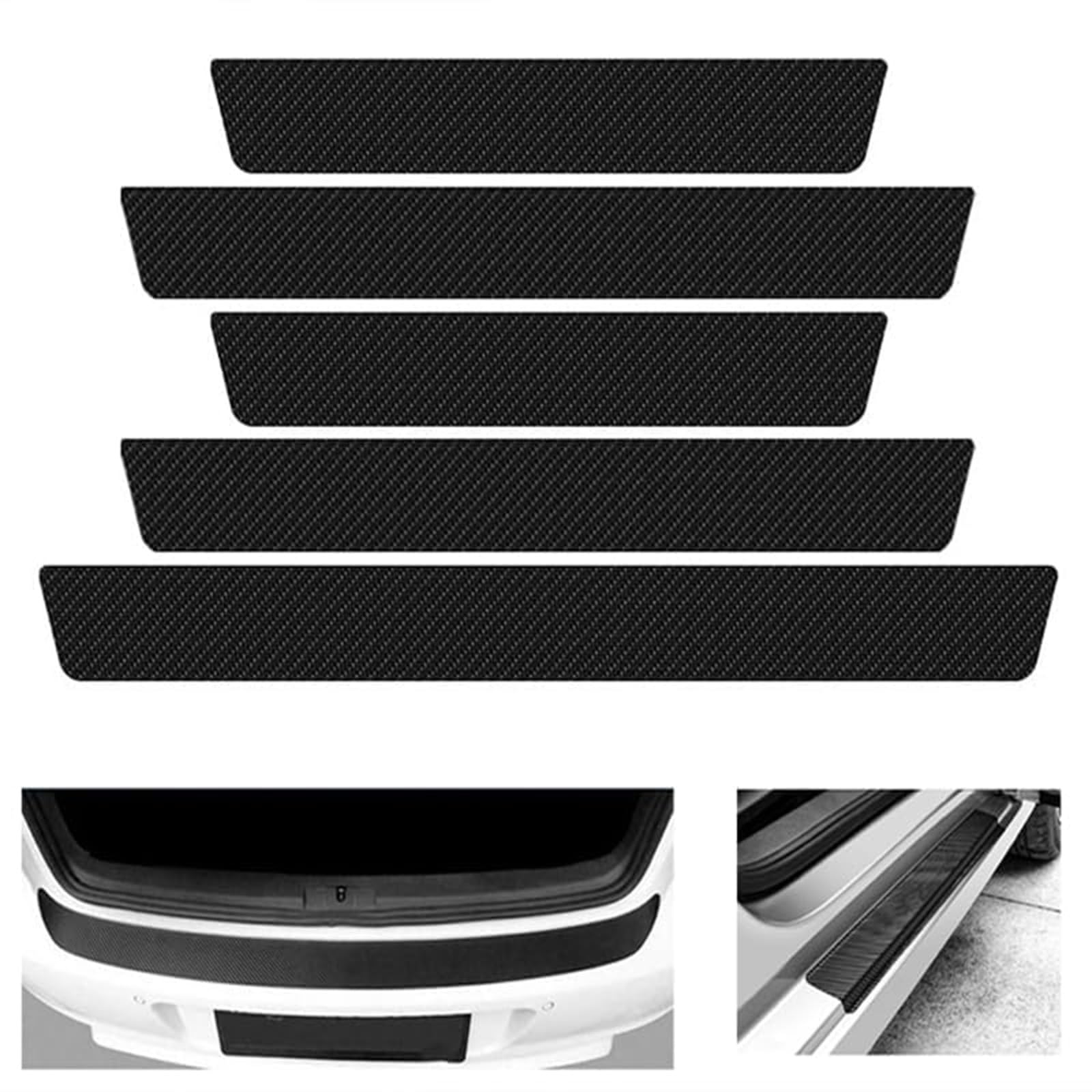 MLUQPEZUZ 5PCS Car Door Sill Protector, for Fiat 500 500C 500X 500L Panda Bravo Punto Tipo Stilo Scuff Plate Guard Bumper Sticker Anti Scratch Waterproof Carbon Fiber Leather
