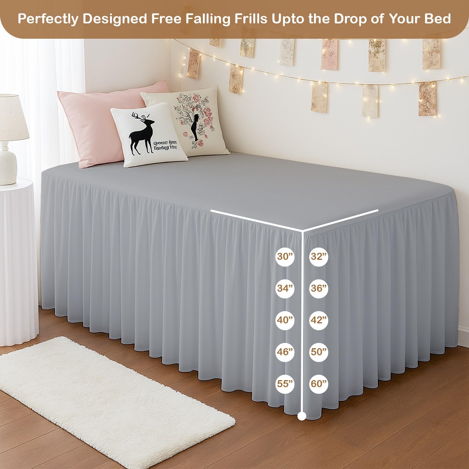 White Bed Skirt SGI Bedding Dorm Bed Skirt Twin XL 36 Inch Drop