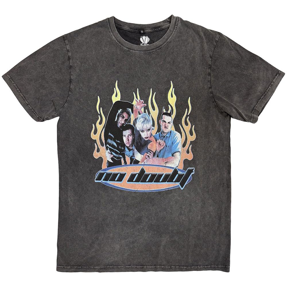 Rock Off officially licensed products No Doubt Retro Band Logo Stone Wash T Shirt L Charcoal