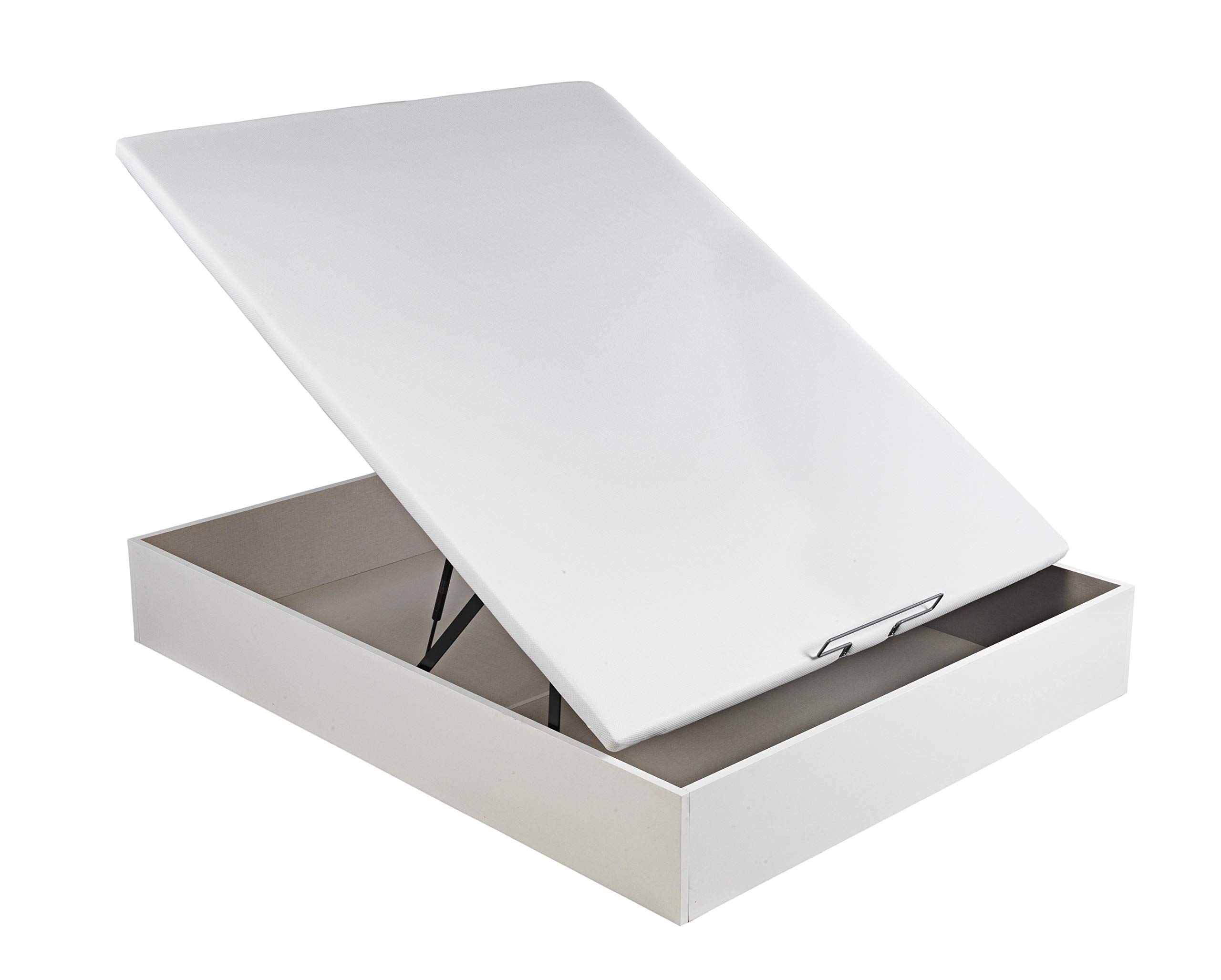 ROYAL SLEEP Canapé Abatible de Madera | 135x190 | Montaje y Retirada de Usado Incluido | Gran Capacidad | Tapa 3D Transpirable | 32 cm | Color Blanco | Space Bed