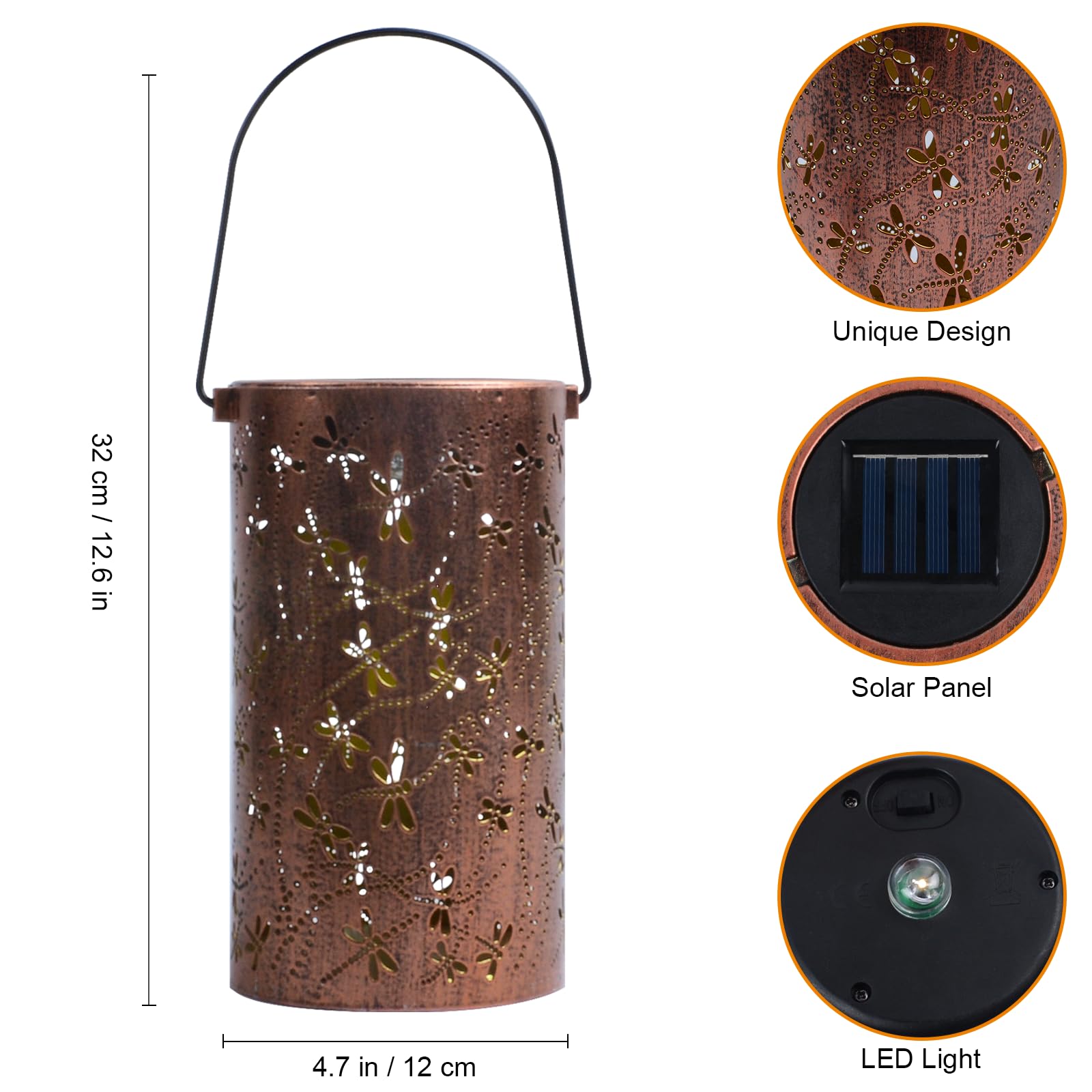 2 Lampade Solari Da Esterno A Forma Di Libellula In Metallo - Luci LED Decorative IP65 Impermeabili Per Giardino, Terrazza, Balcone, Patio