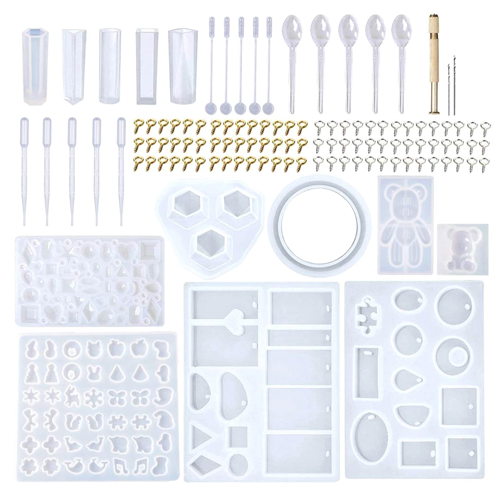 Homgee 229PCS Crystal Glue Silicone E-arrings P-endant J-ewelry B-racelet Mold Handmade DIY Making Tool for Party Masquerade Ball Daily Makeup Use