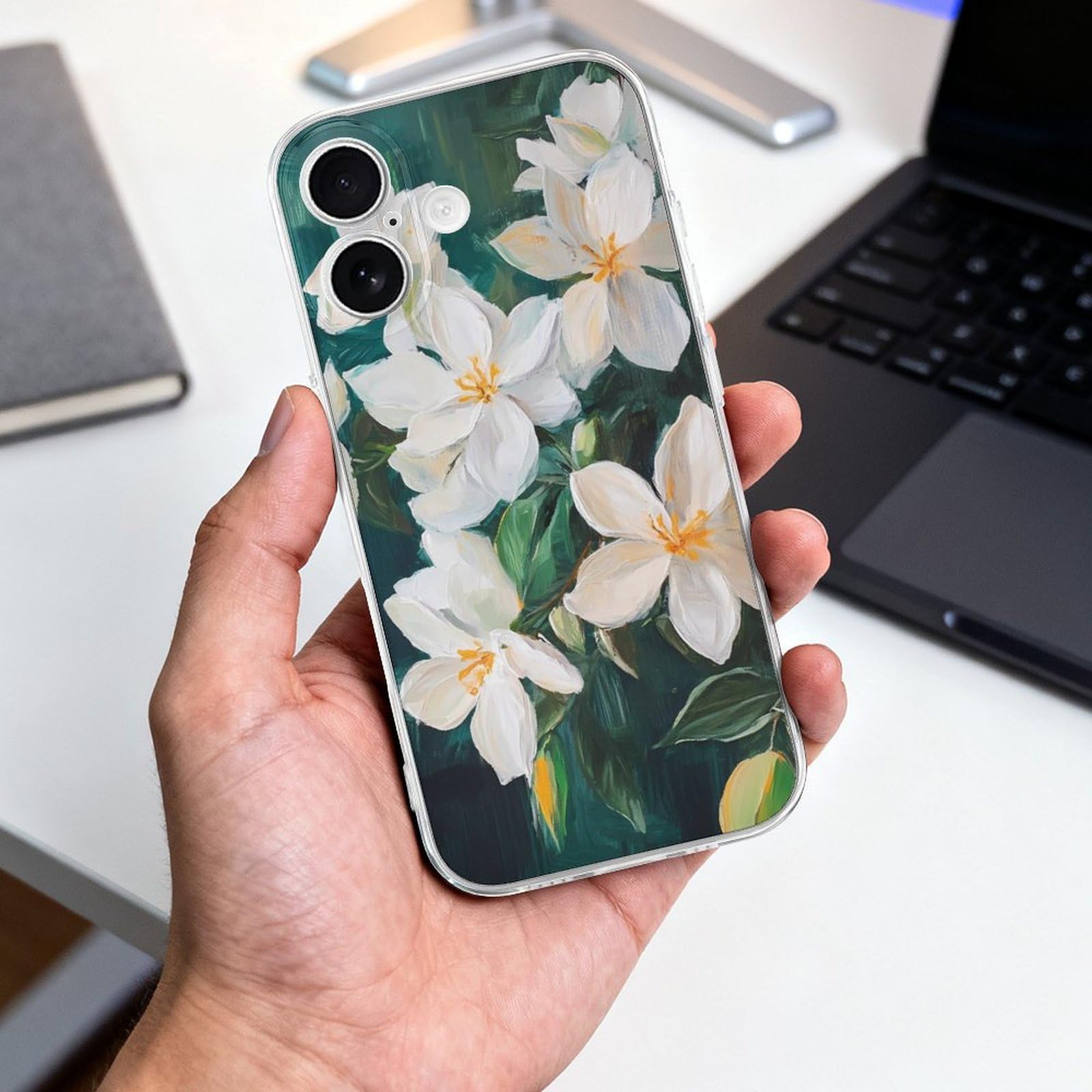 Amazon.com: White Jasmine Flowers Clear Case Compatible with