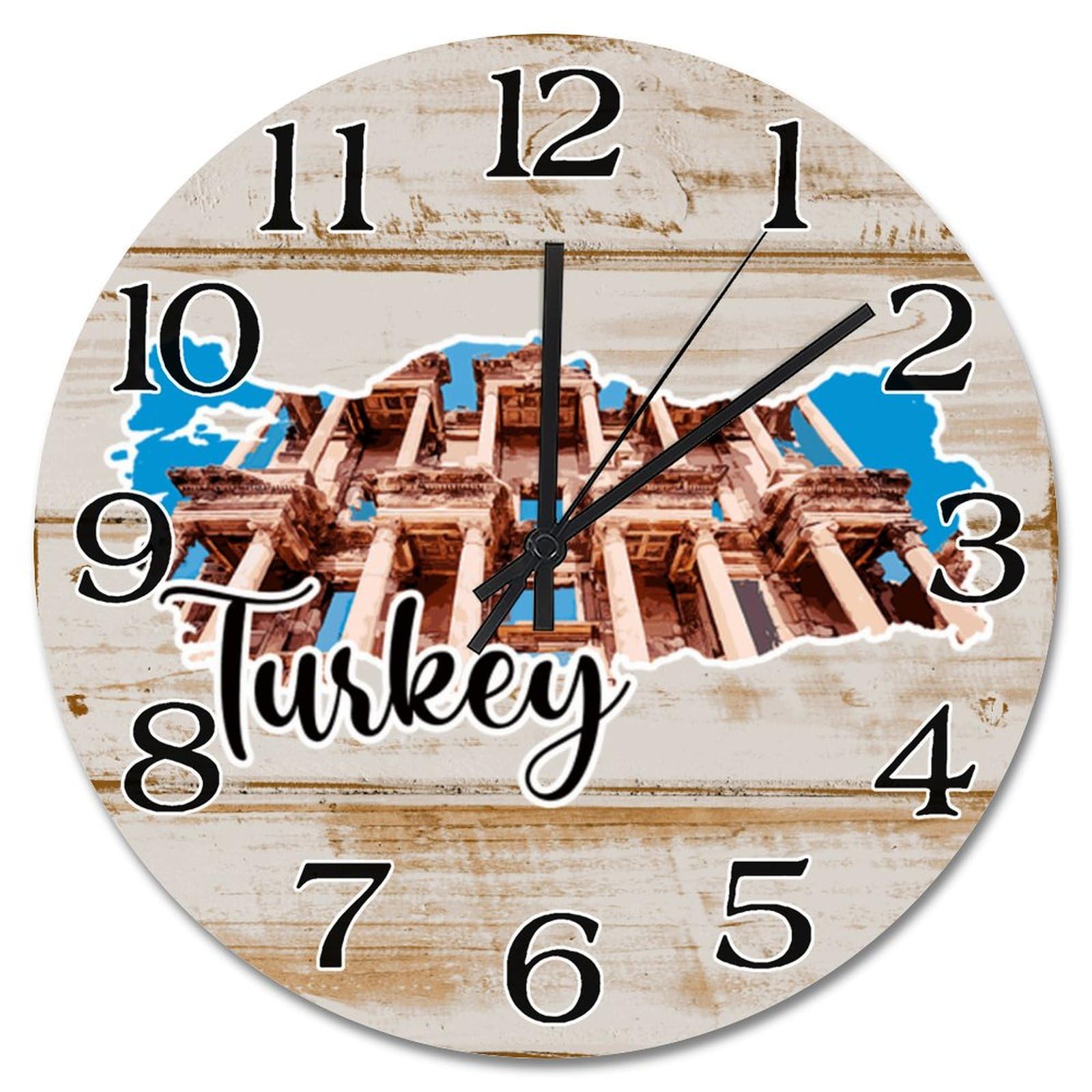 Grande horloge murale paysage urbain turque design moderne 38,1 cm pour bureau chic