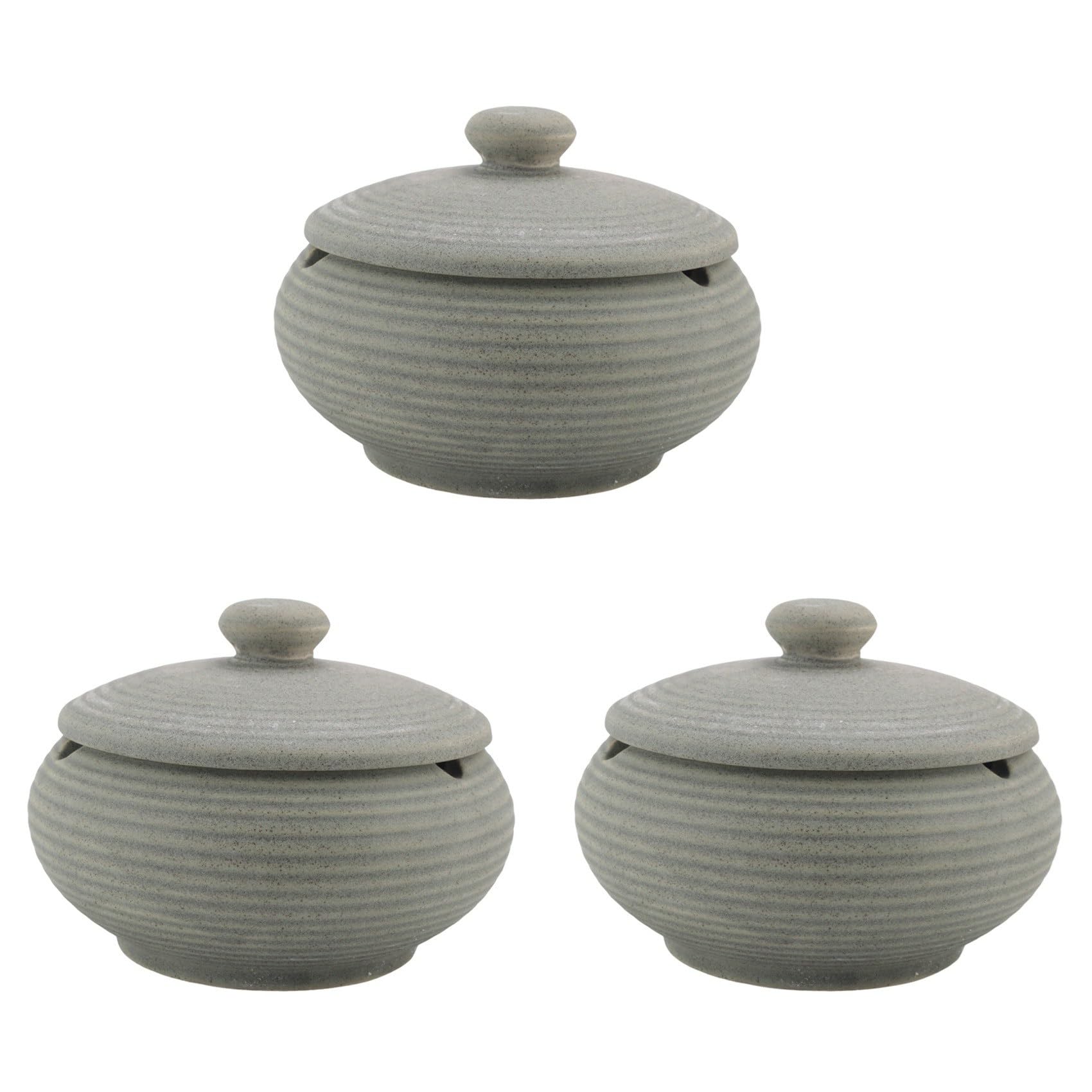 Hndhbfgrt 3X Ceramic Ashtray with Windproof Lid for Indoor Outdoor Use -Light Blue