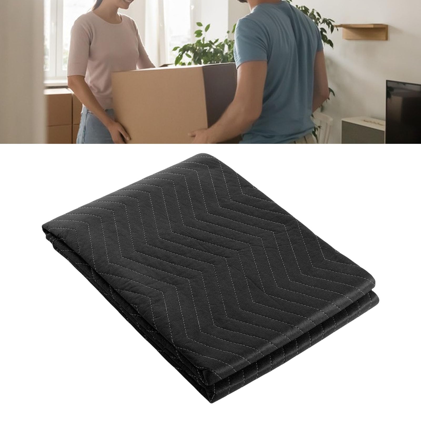 Fafeicy Umzugsdecke, 203,2 X 182,9 cm, Strapazierfähige Möbelschutzhülle, Strapazierfähiger Polyester-Vliesstoff mit Doppelt Verriegelter Naht für Umzugsverpackungen