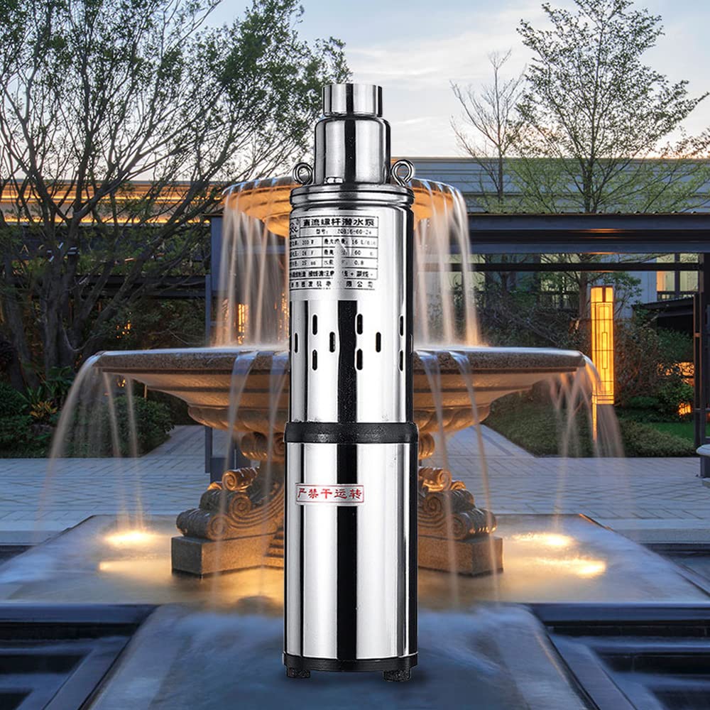 Pompa solare per fontane profonde, 24 V, 200 W, pompa sommergibile, alimentazione solare, alloggiamento in acciaio inox, pompa da giardino, pompa da giardino