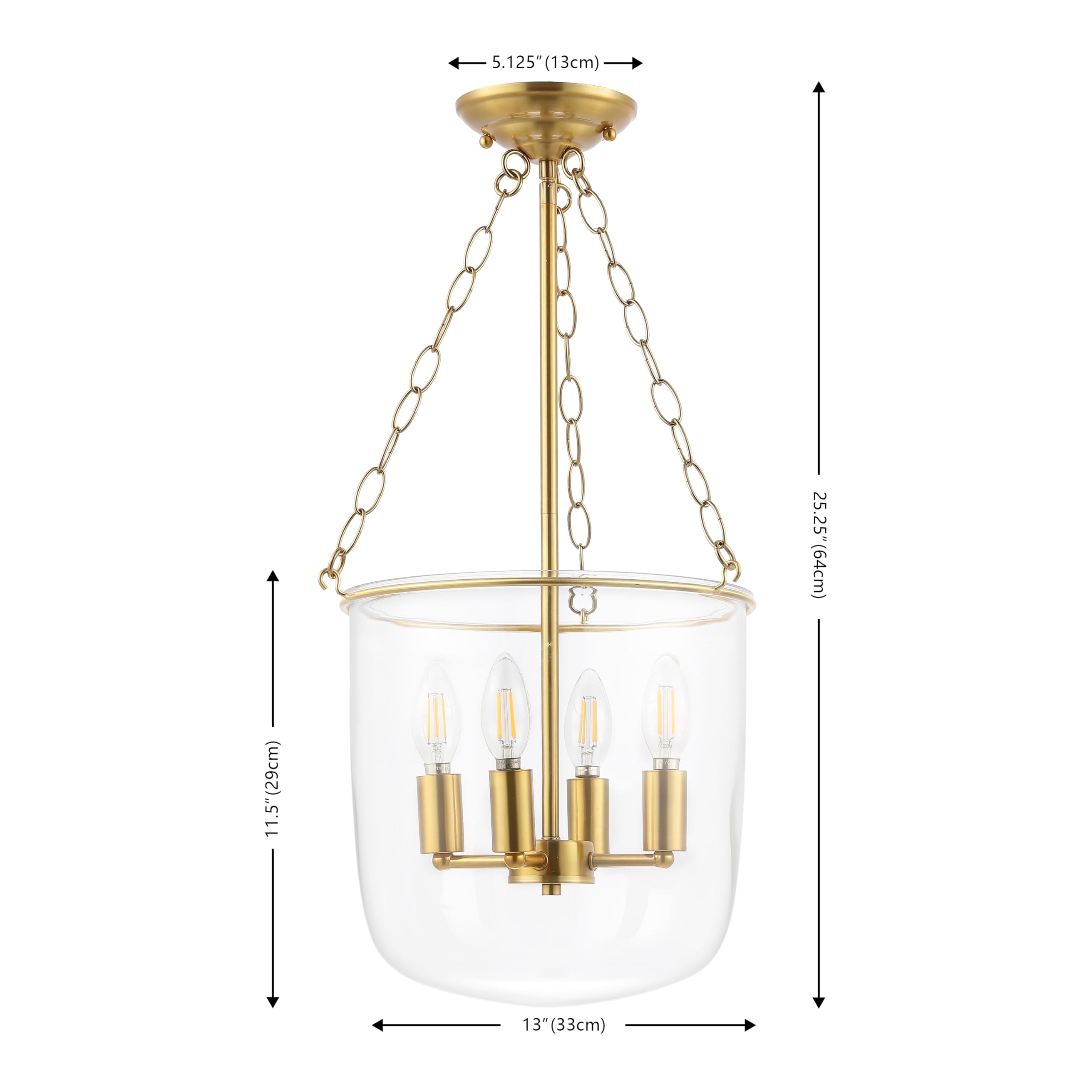 SAFAVIEH Lighting Collection Dahye Clear/Brass 4-Light Pendant