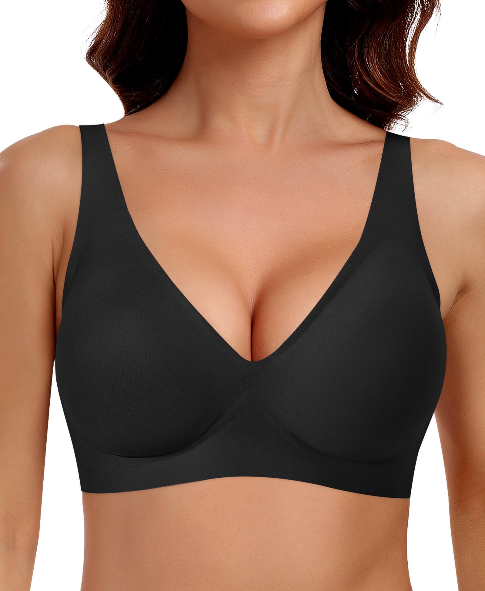 Ganado Damen BH Tiefem V-Ausschnitt Nahtloser BH Ohne Bügel Push Up BHS Bralette Soft Bequem BHS Bügellos Bustier