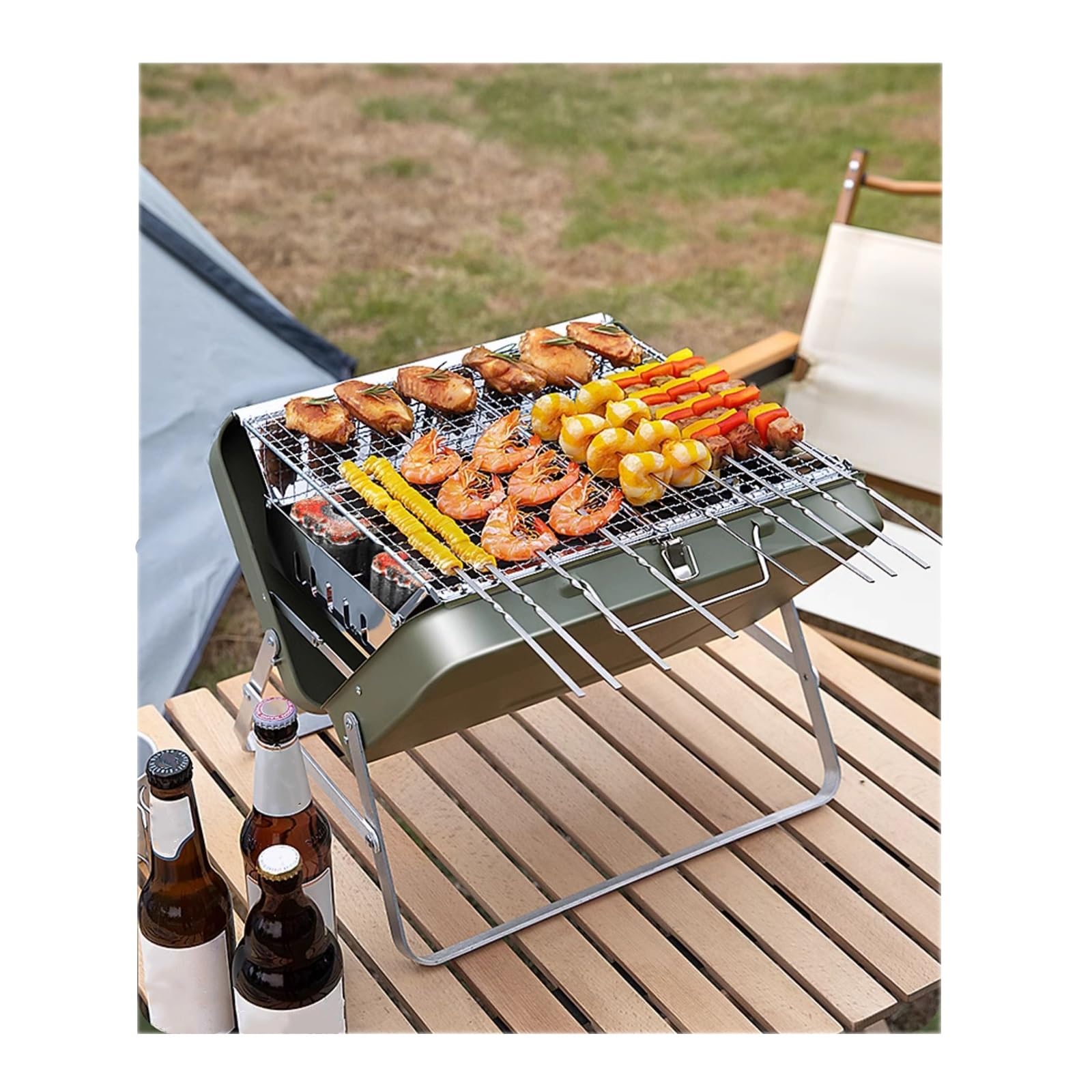 Barbecue grill household outdoor portable barbecue grill folding camping barbecue grill small portable barbecue grill
