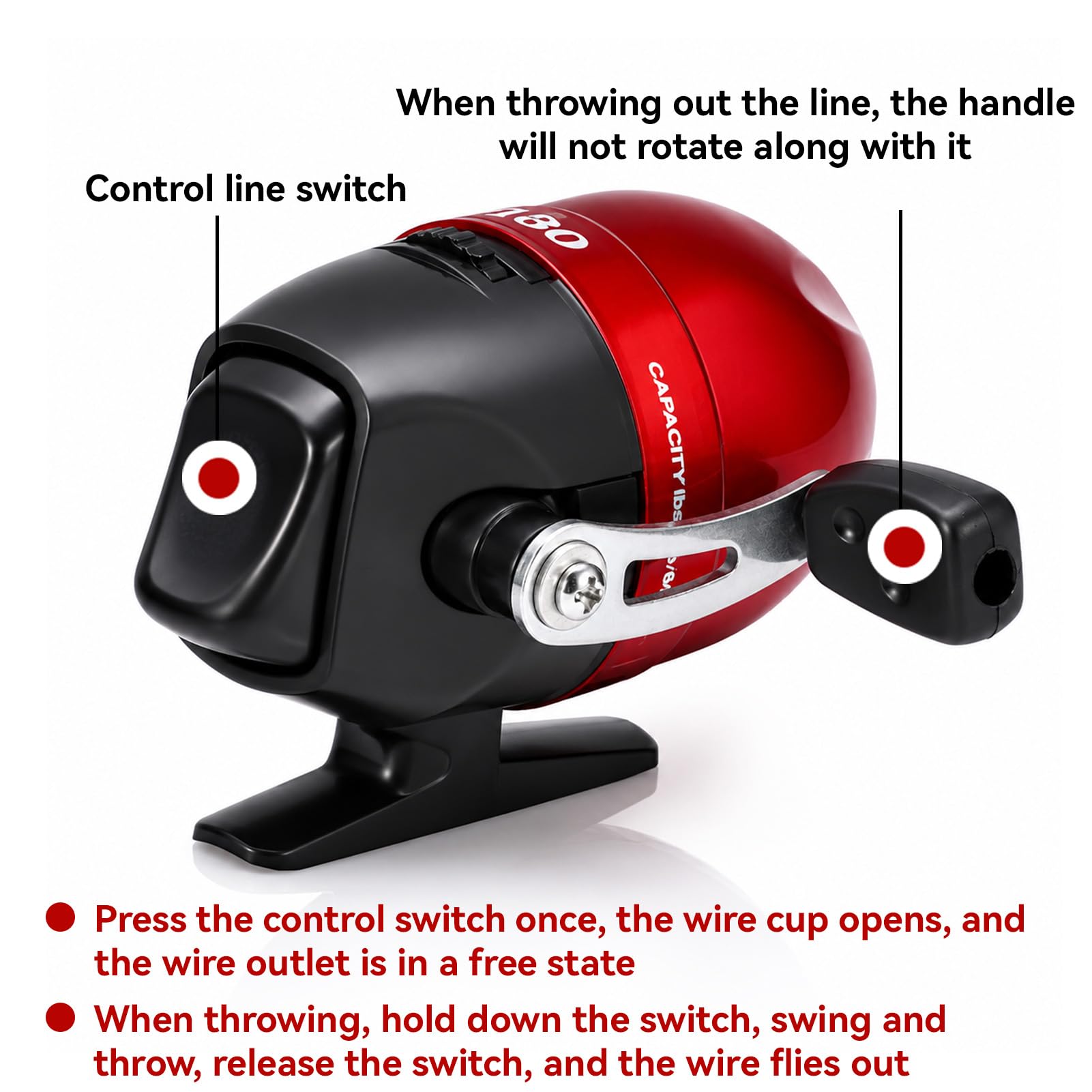 Spincast Fishing Reel, High Speed 2.6: 1 Gear Ratio, Mini Closed Face Fishing Reel Built in Close Tackle with Fishing Lines for Fly Fishing Baitcasting Freshwate Saltwater (Red) : Sports & Outdoors