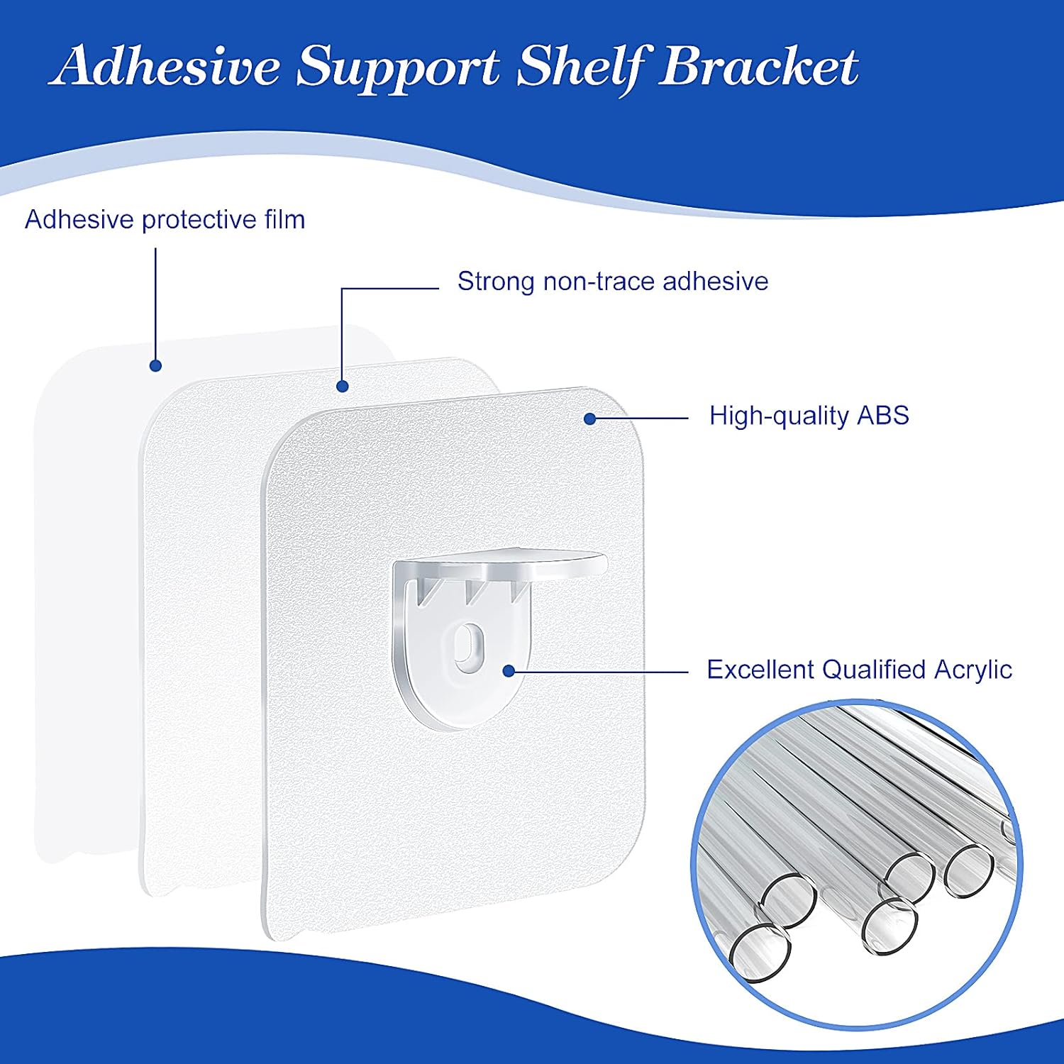 60 Pieces Punch Free Shelf Support Peg Self Adhesive Support Shelf Bracket for Closet Furniture Kitchen Cabinet Book Shelves