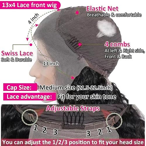 Miniatura 2 de YEEAAK Pelucas de cabello humano ondulado profundo con encaje frontal de 22 pulgadas, 13 x 4, HD, transparente, rizado, para mujeres, densidad del