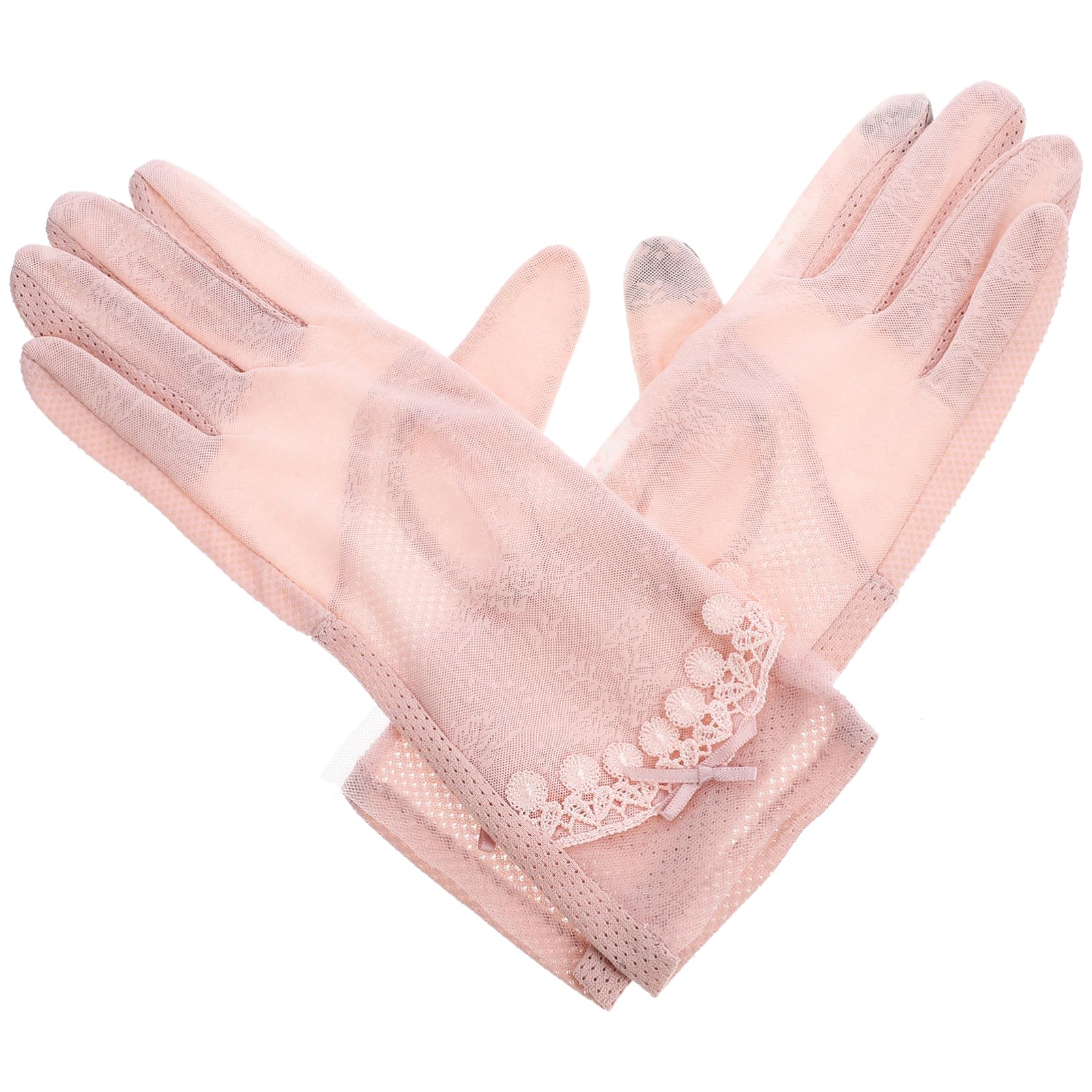 FRCOLOR Lace Touch Screen Gloves Breathable Sunburn Mittens for Outdoor Activities Full Finger Design Lightweight Cycling Driving Gloves Grey for Summer Use