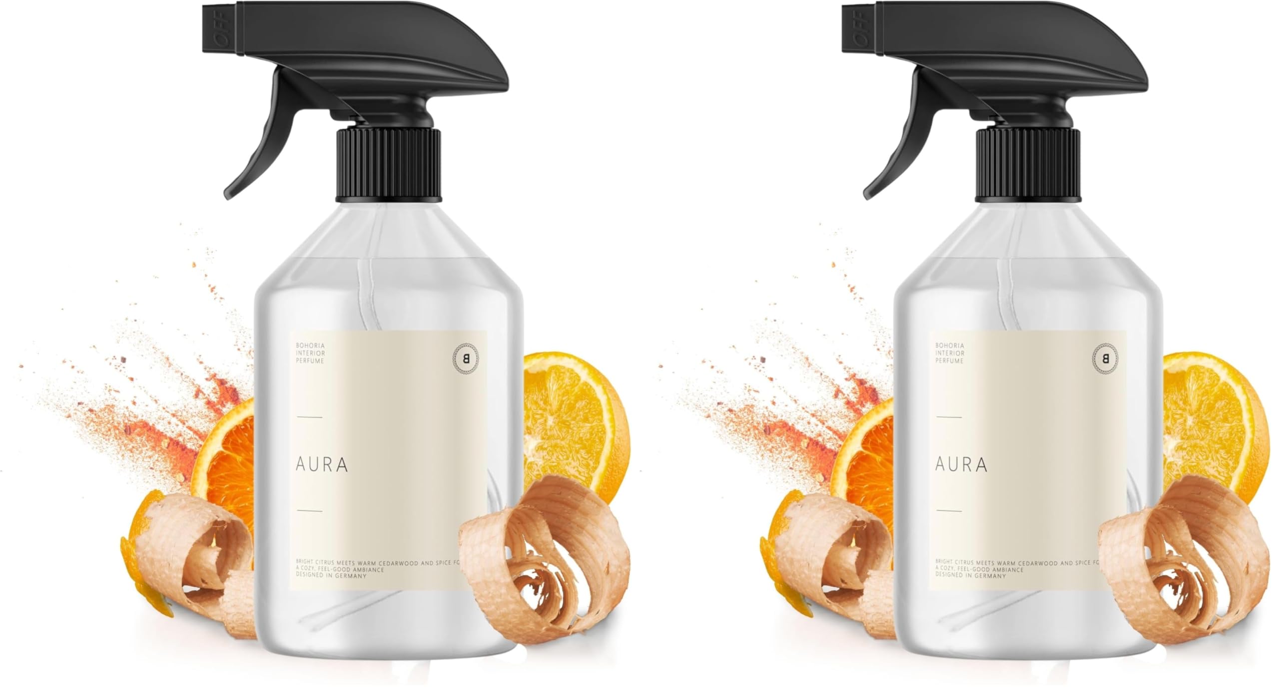 BOHORIA® Raumspray Lufterfrischer Spa Serie – stimulierender und frischer Raumduft für ein einzigartiges Dufterlebnis – (500ml, Aura) (Packung mit 2)