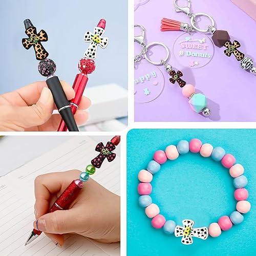 Miniatura 7 de 12 cuentas focales de silicona para bolígrafos, personajes, cuentas focales, cuentas de silicona en forma de cruz para hacer llaveros, cuentas de