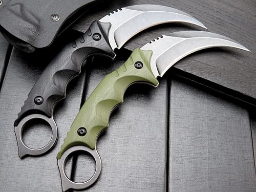 Miniatura 3 de Cuchillo de garra Gtk111, hoja de acero D2, mango antideslizante G10, funda Kydex, afilado, campamento al aire libre, caza, herramienta EDC (negro)