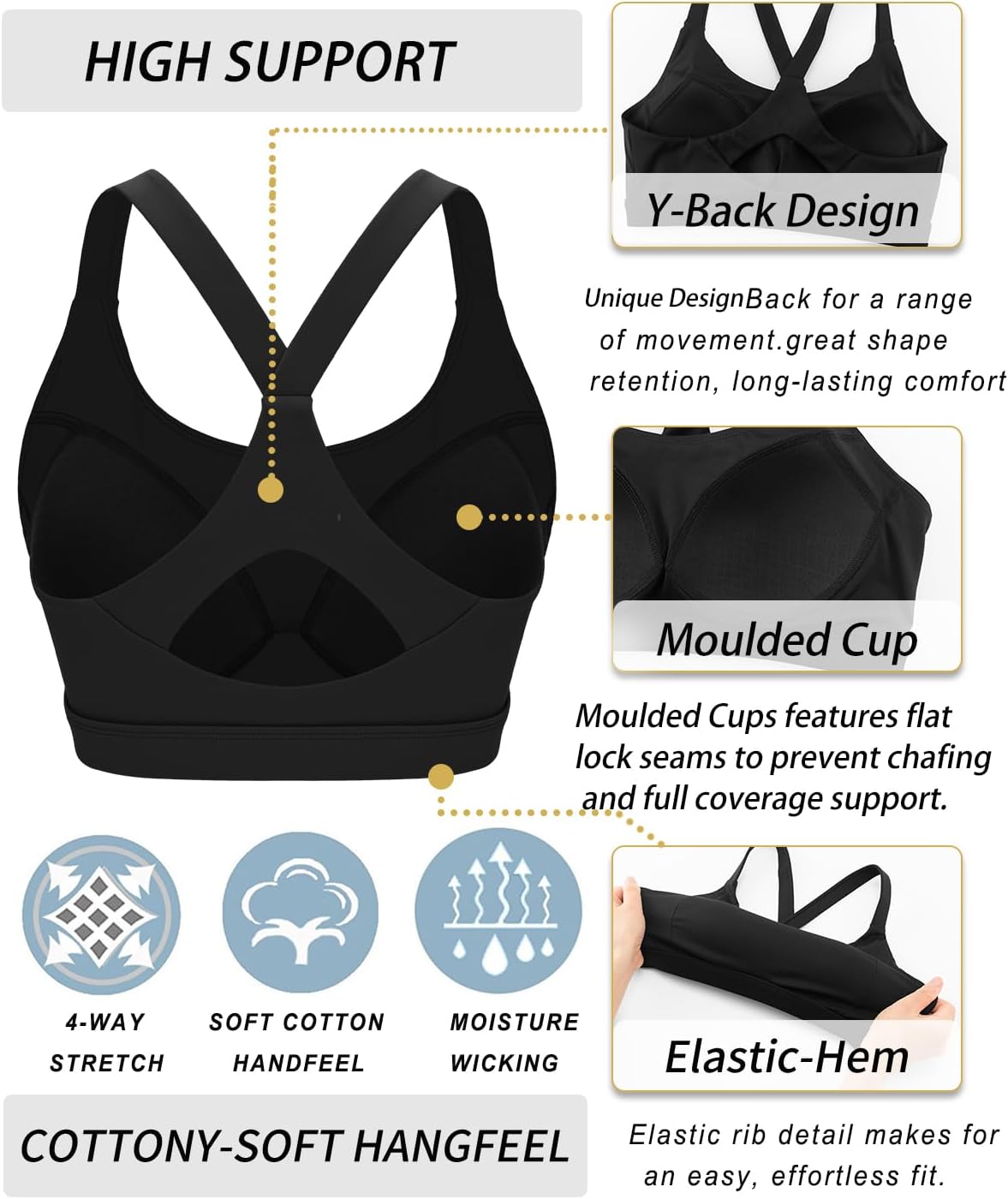 RUNNING GIRL Sports Bra for Women,Y Back Molded Cup Strappy Running Sports Bra with Sewn in Pads - Image 7