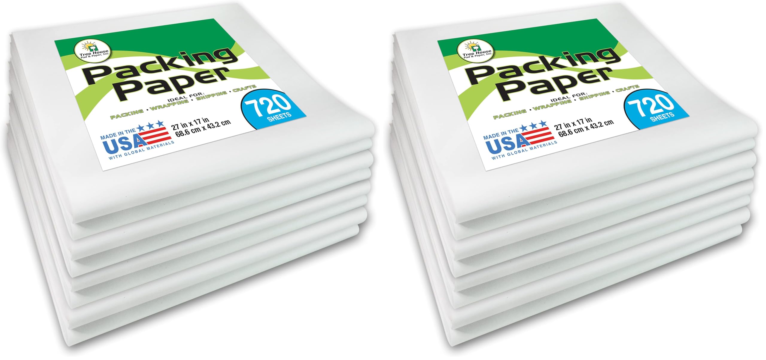 Tree House Packing Paper for Moving – 720 Newsprint Packing Paper Sheets – 27” x 17” Paper for Packing Dishes, Shipping, and Moving Supplies – Recyclable Movers’ Paper – Made in USA (Pack of 2)