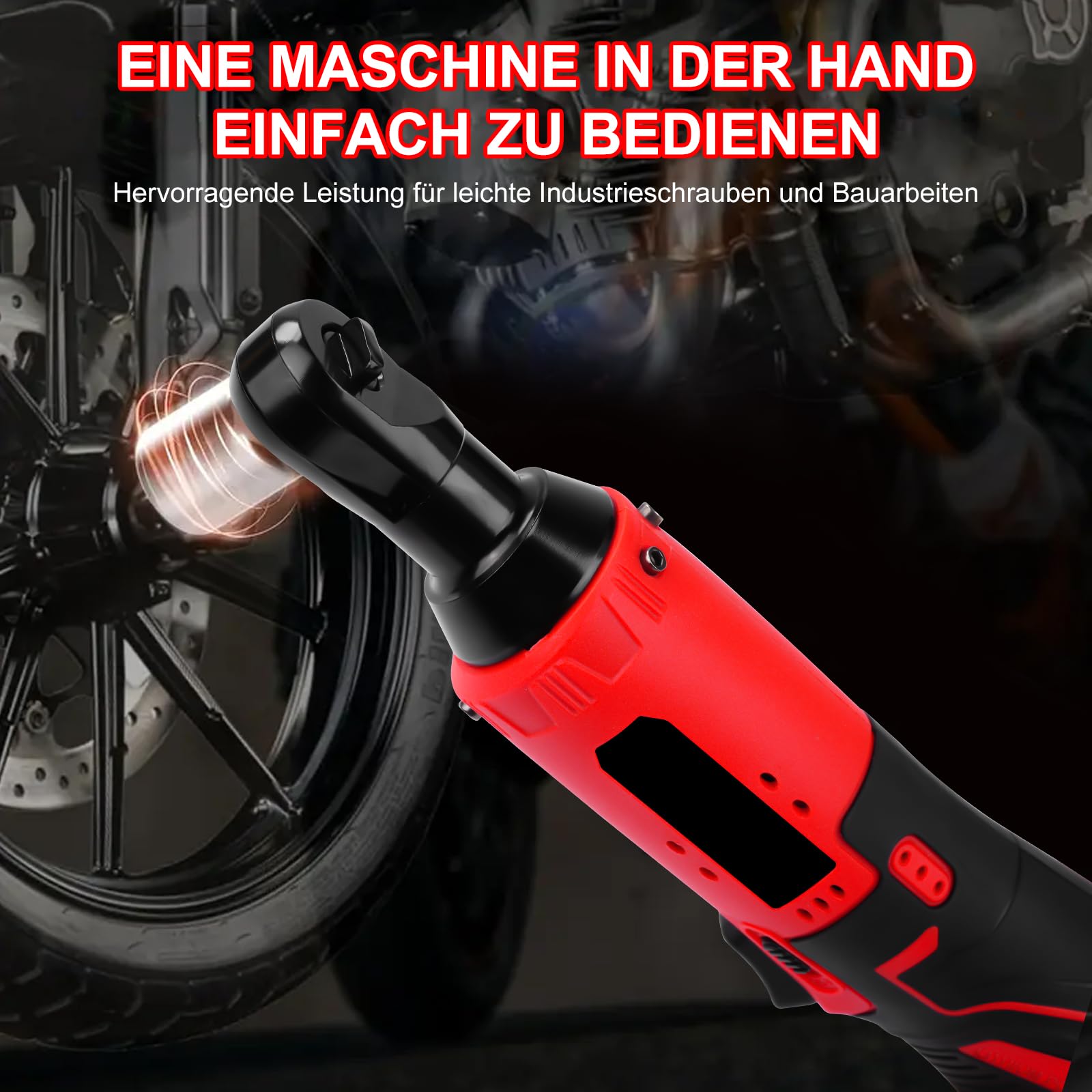 Akku Ratsche 3/8 Zoll, 12V 35N.m Elektrische Ratschenschlüssel mit 7 Steckdosen, 0-320RPM 2x1,5Ah Batterien & Schnellladung, LED-Licht, Akku Ratschenschrauber für Autos, Möbel